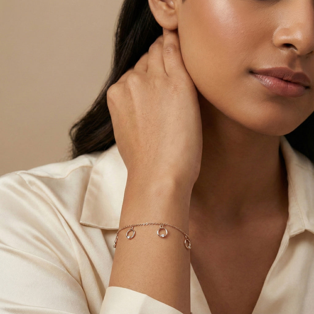Crescent Link Diamond Bracelet – studio view 3