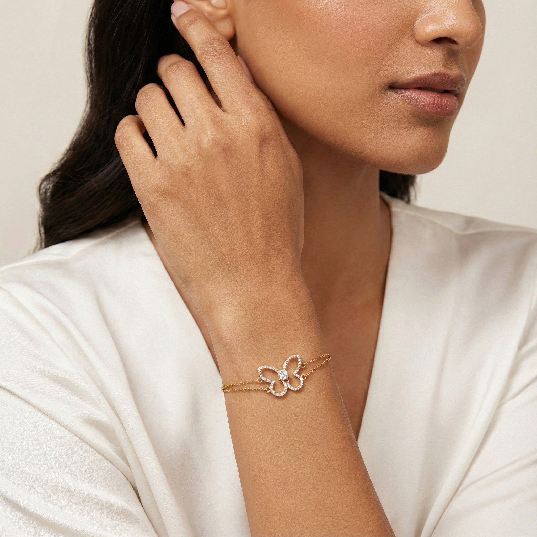 Butterfly Whisper Diamond Bracelet – studio view 3