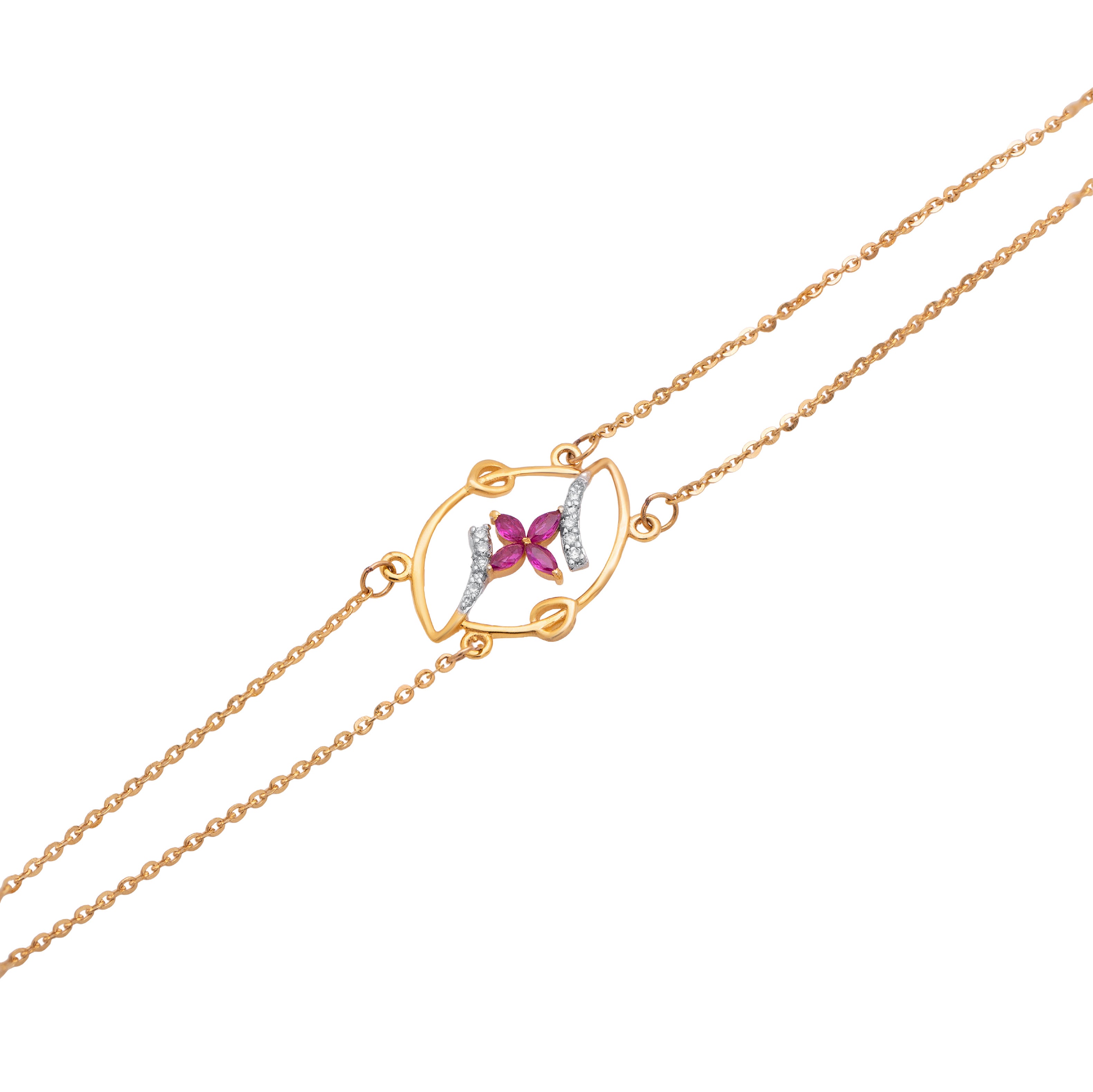 Crimson Bow Frame Diamond Bracelet – studio view 1