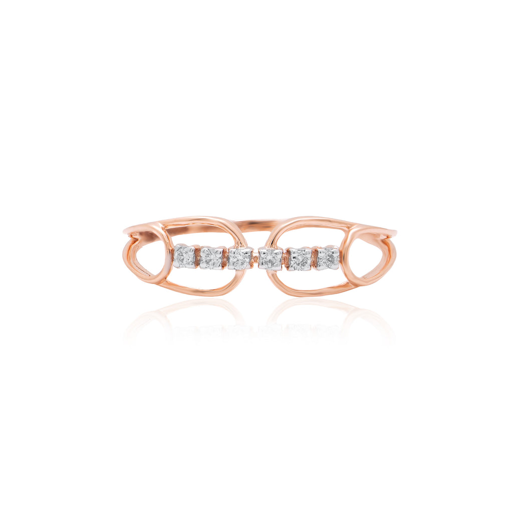 Twin Bow Diamond Ring – front studio view