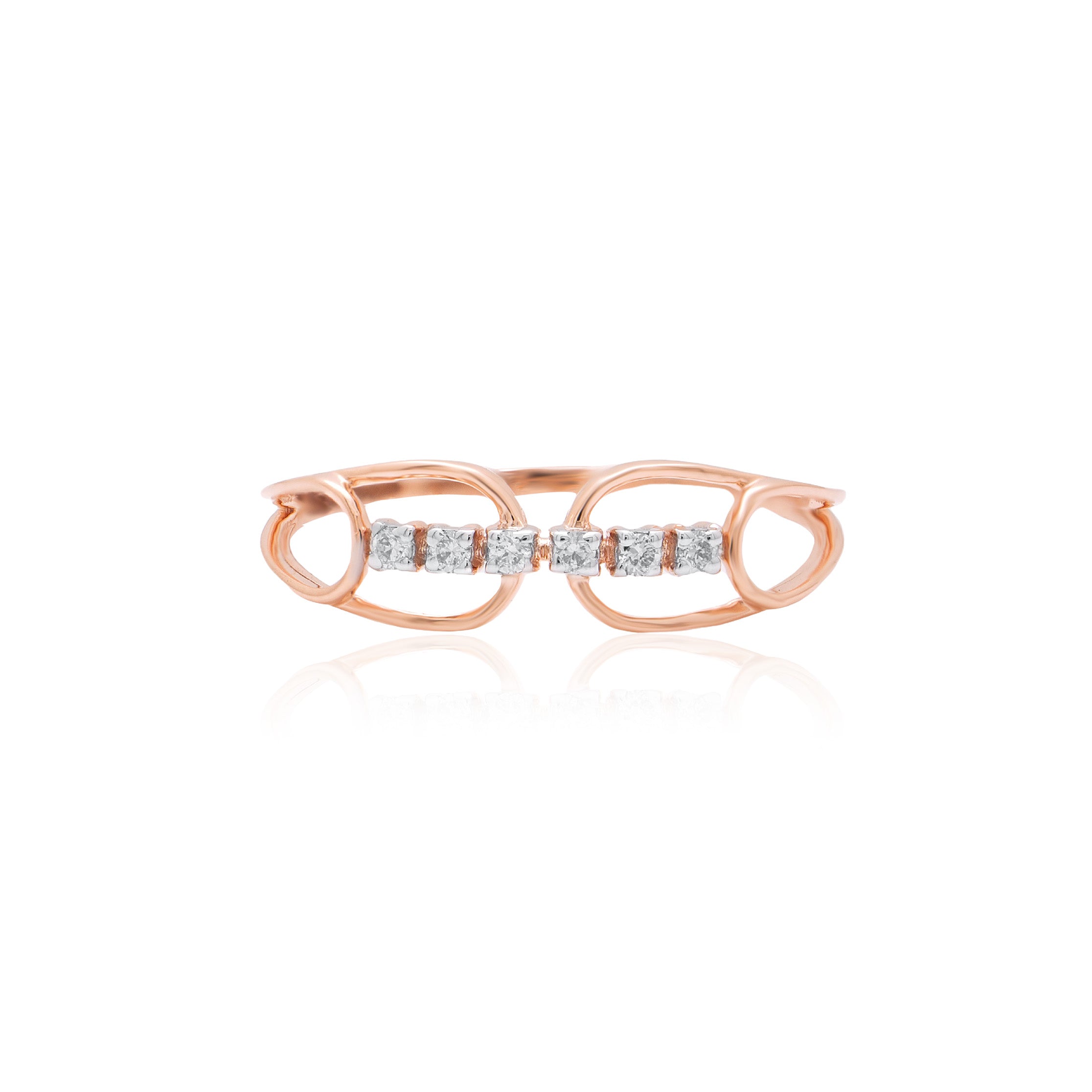 Twin Bow Diamond Ring – front studio view