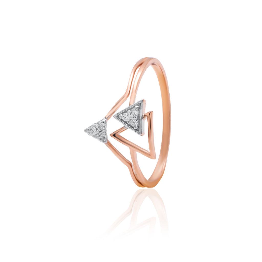 Triangular Aura Diamond Ring – front studio view