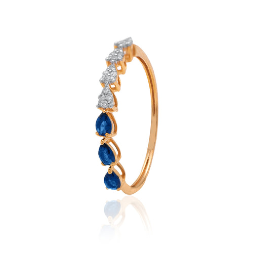 Azure Cascade Diamond Ring – front studio view