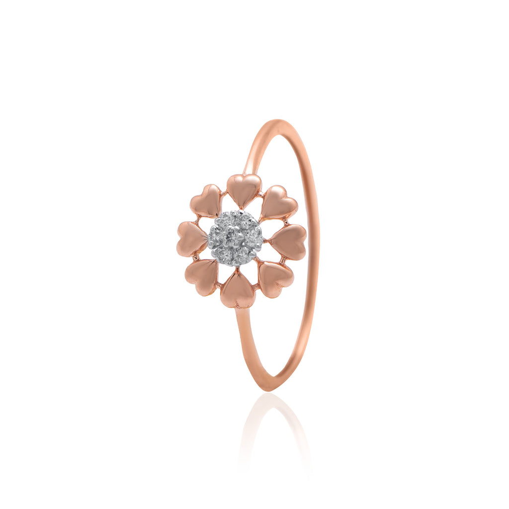 Radiant Bloom Diamond Ring – front studio view