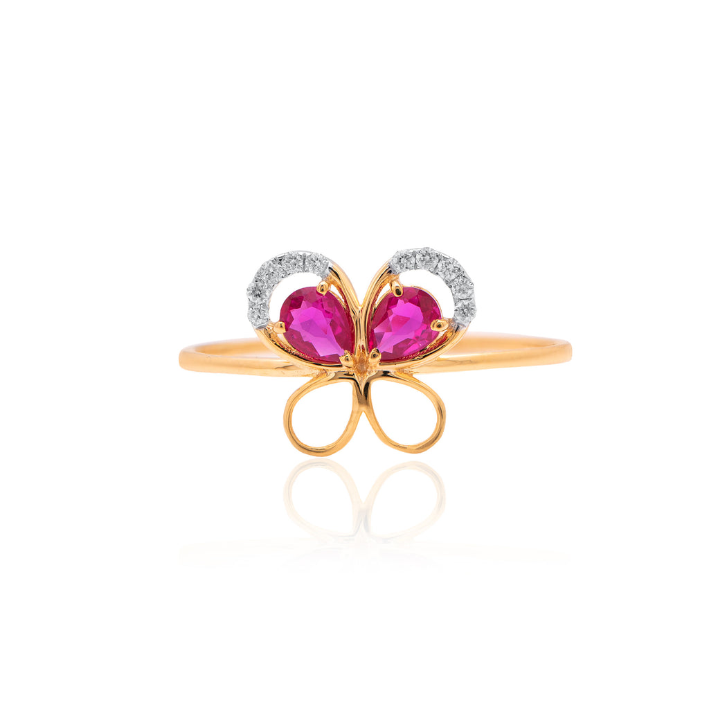 Crimson Butterfly Diamond Ring – studio view 2