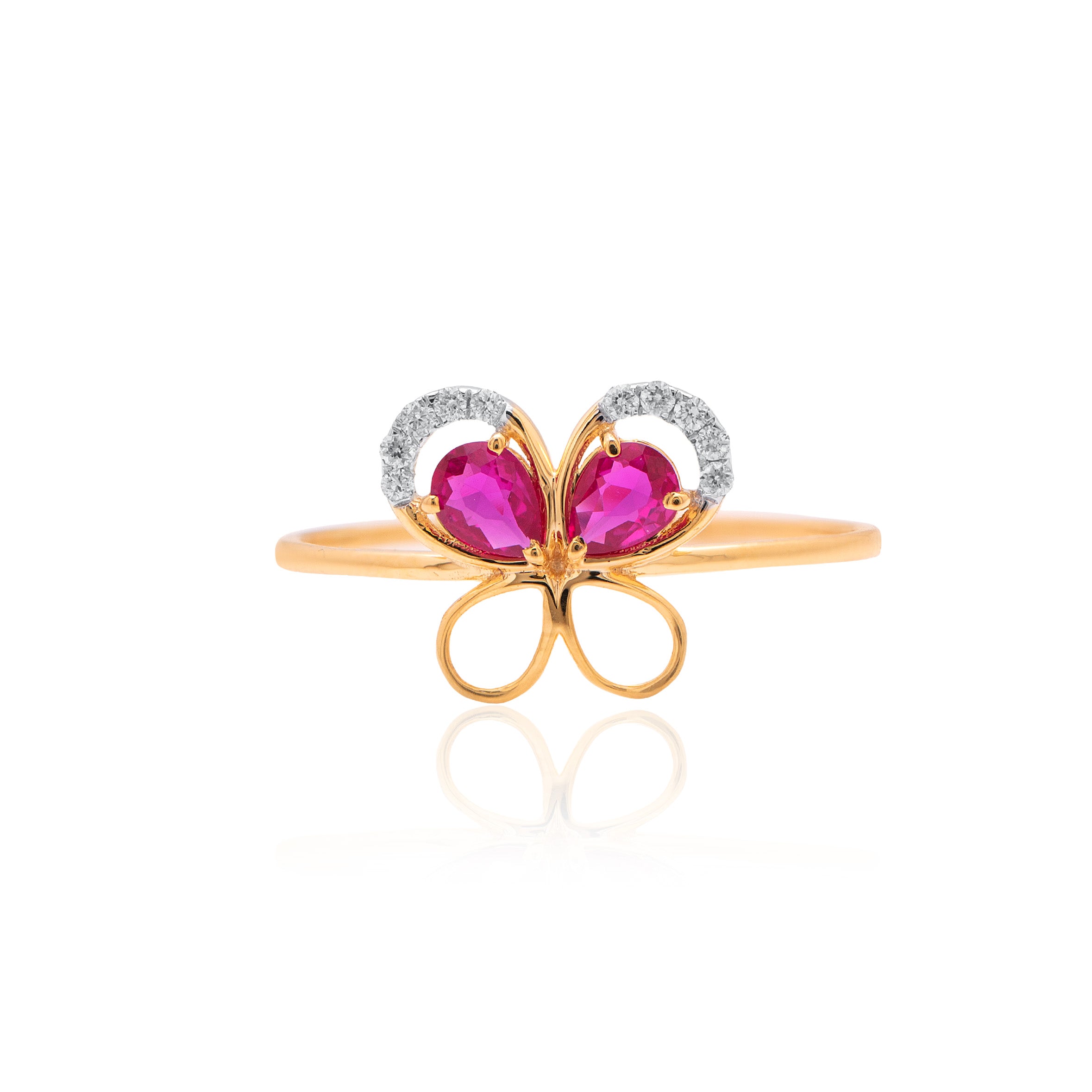 Crimson Butterfly Diamond Ring – studio view 2