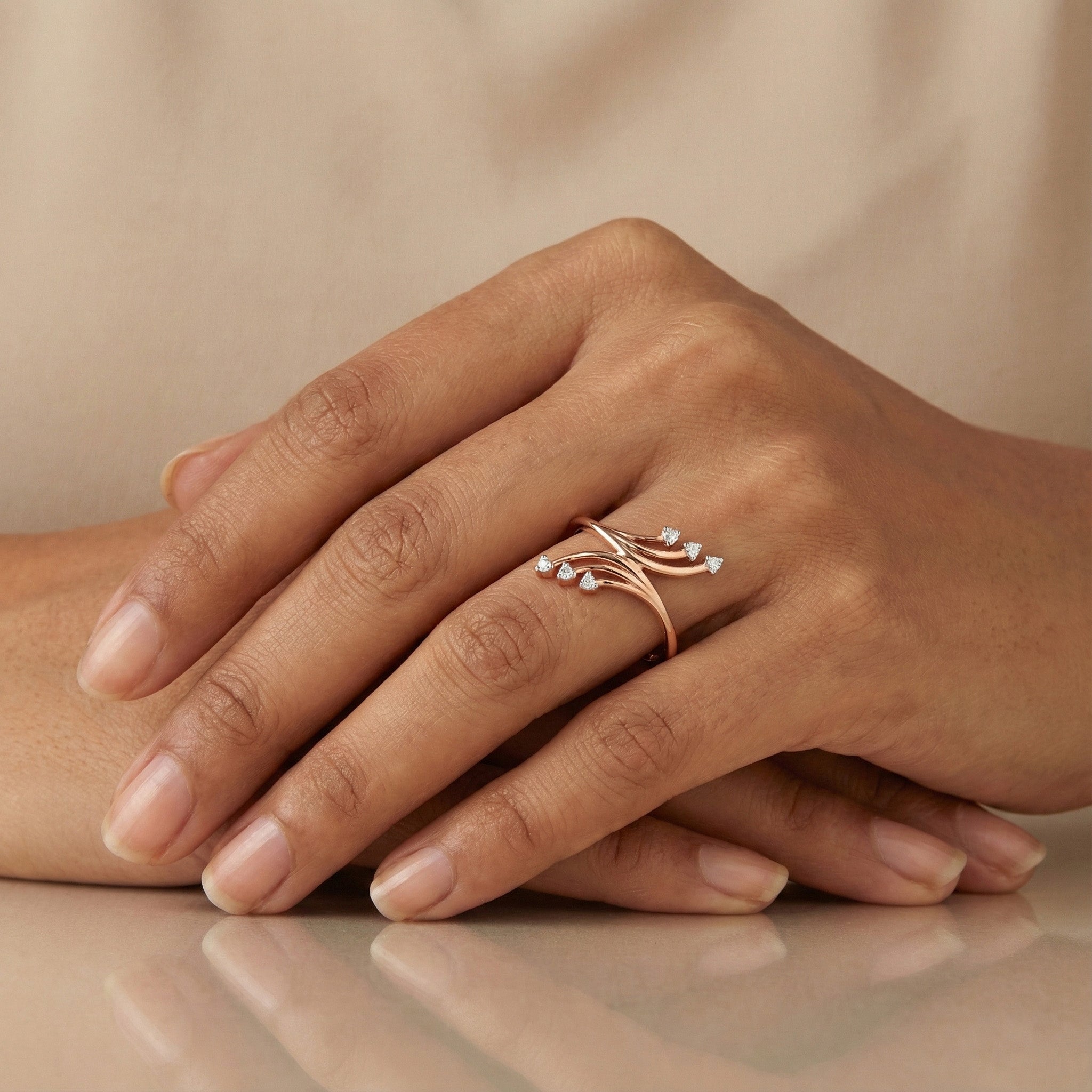 Crimson Butterfly Diamond Ring – studio view 3