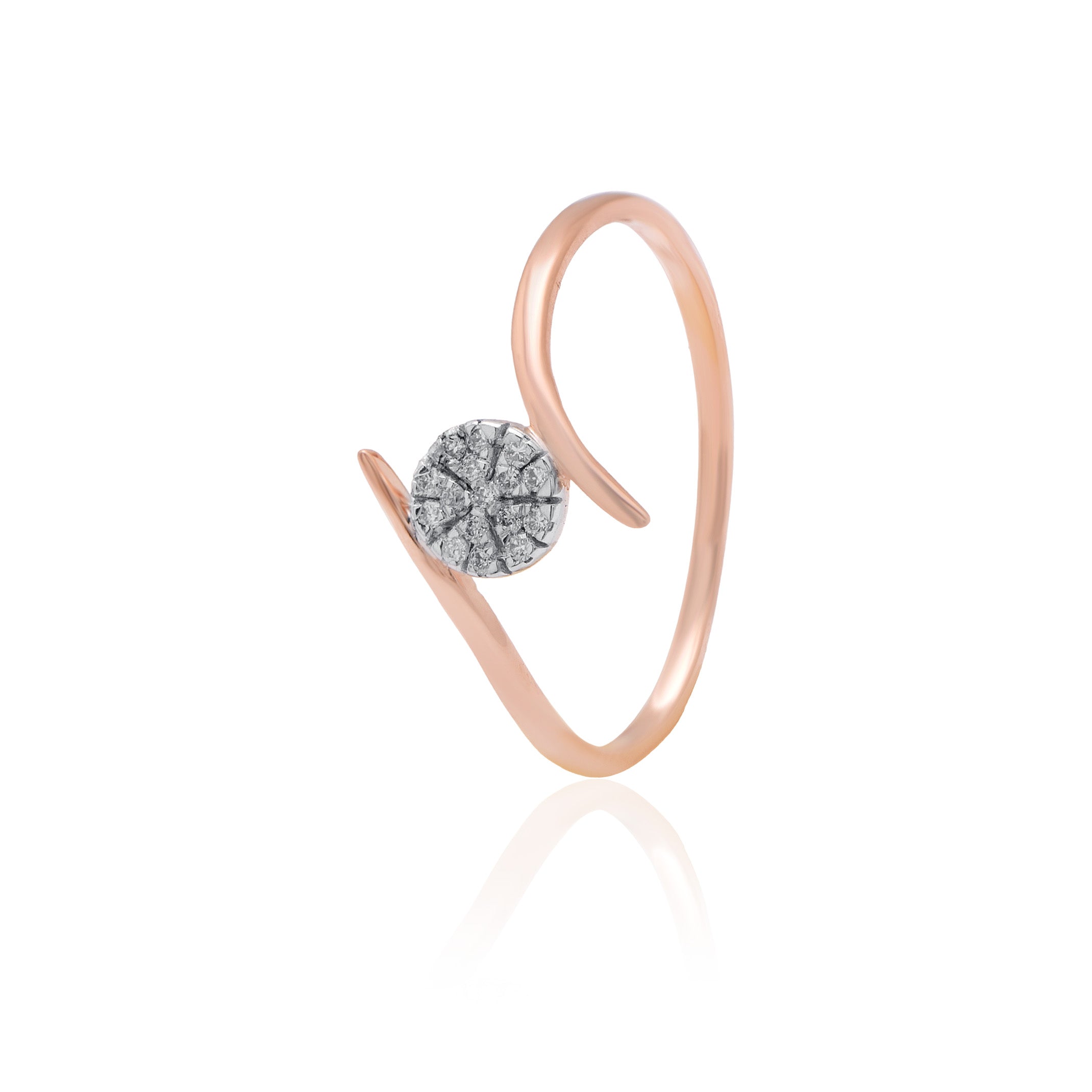 Frosted Leaf Diamond Ring – front studio view