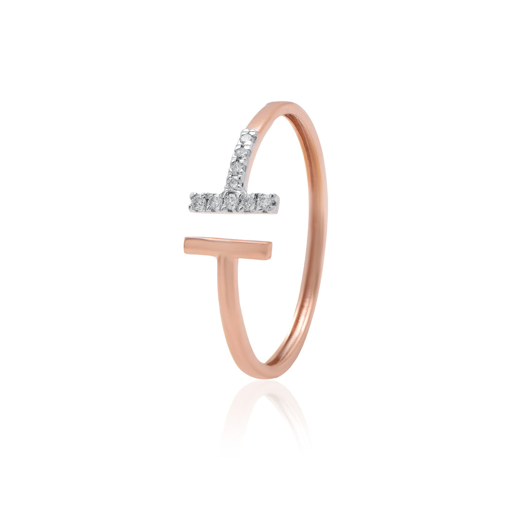 Modern T-Line Diamond Ring – front studio view