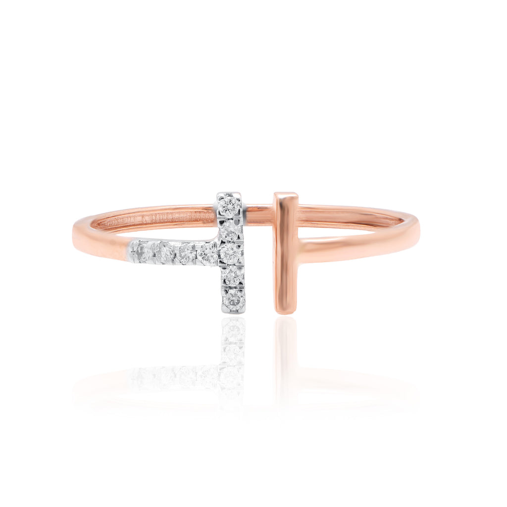 Modern T-Line Diamond Ring – alternate studio view