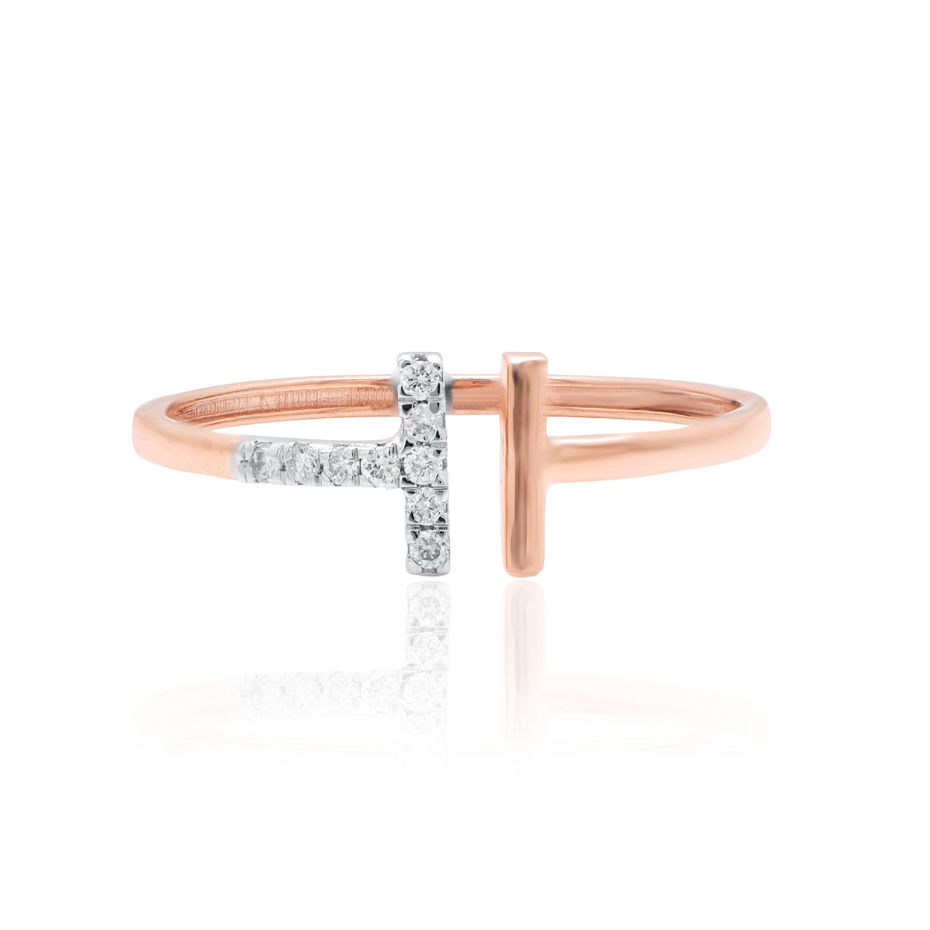 Modern T-Line Diamond Ring – alternate studio view
