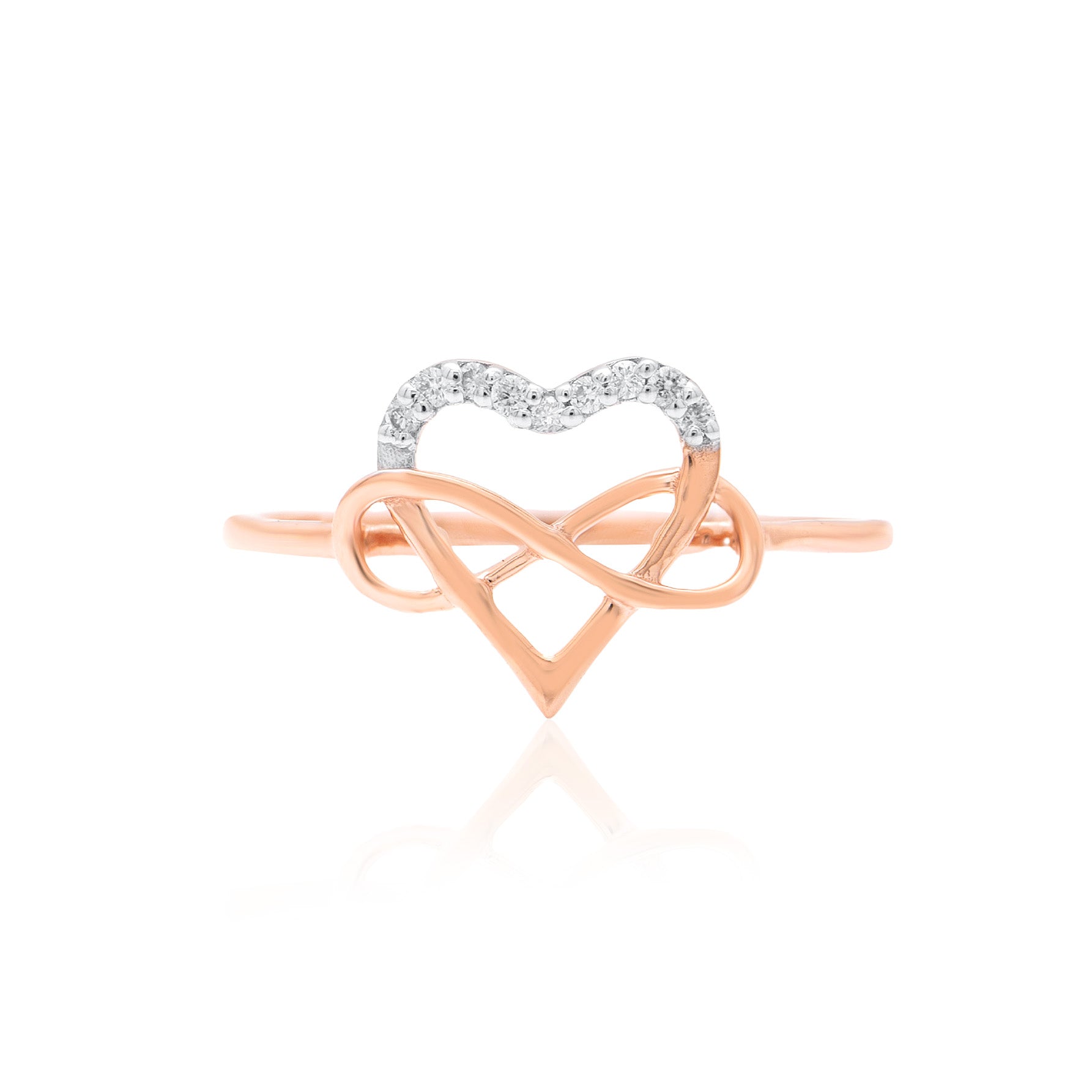 Infinity Heart Diamond Ring – front studio view