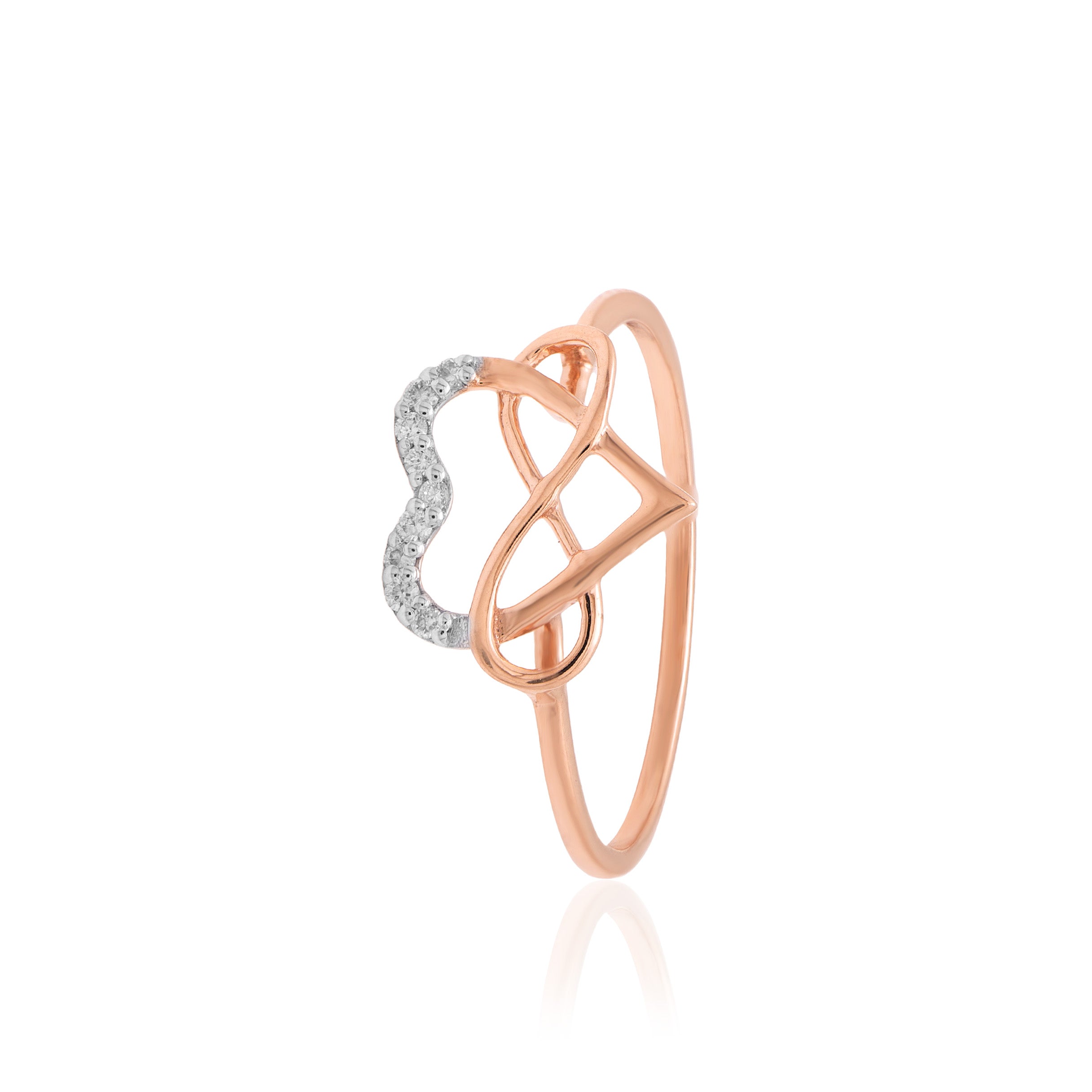 Infinity Heart Diamond Ring – alternate studio view