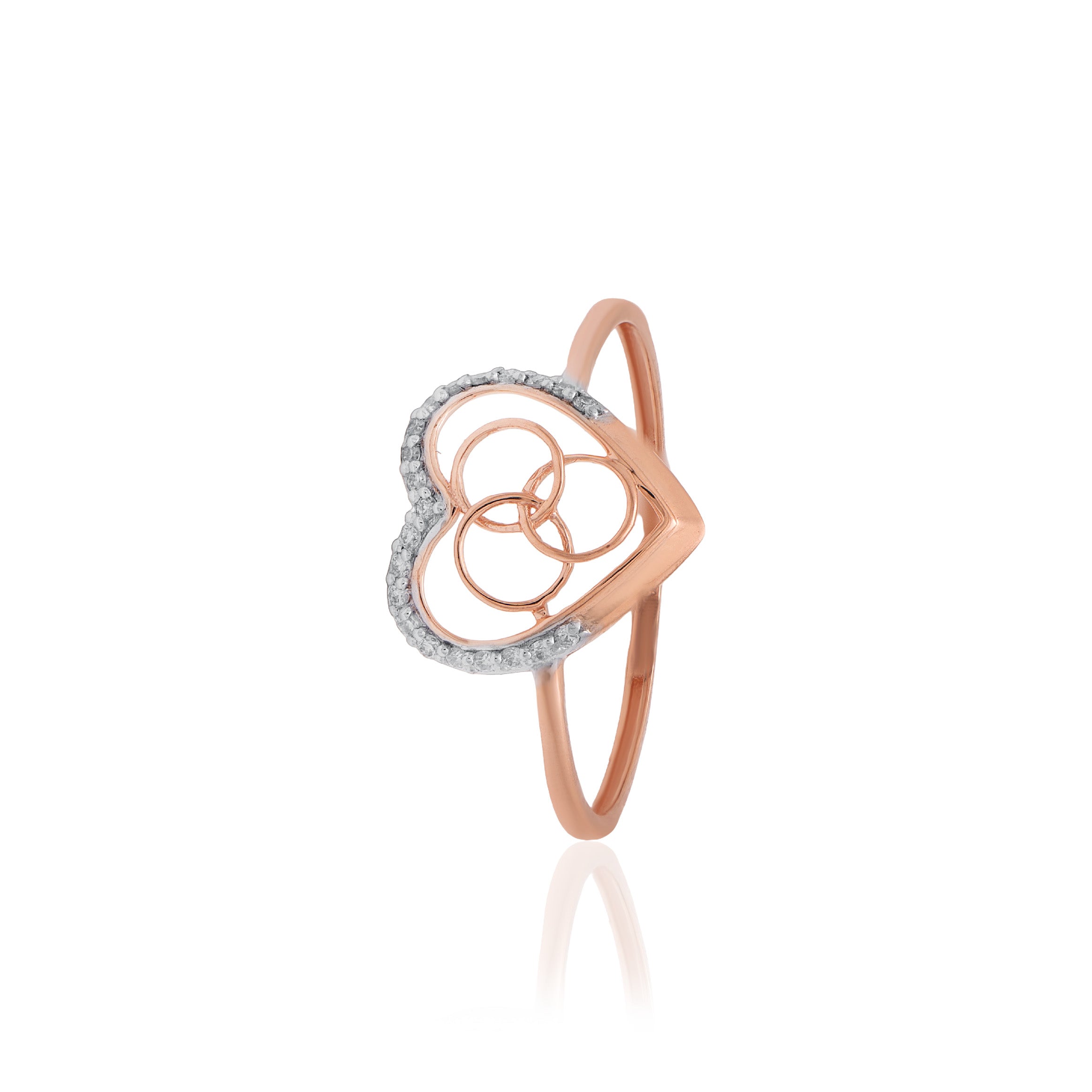Double Heart Halo Diamond Ring – alternate studio view