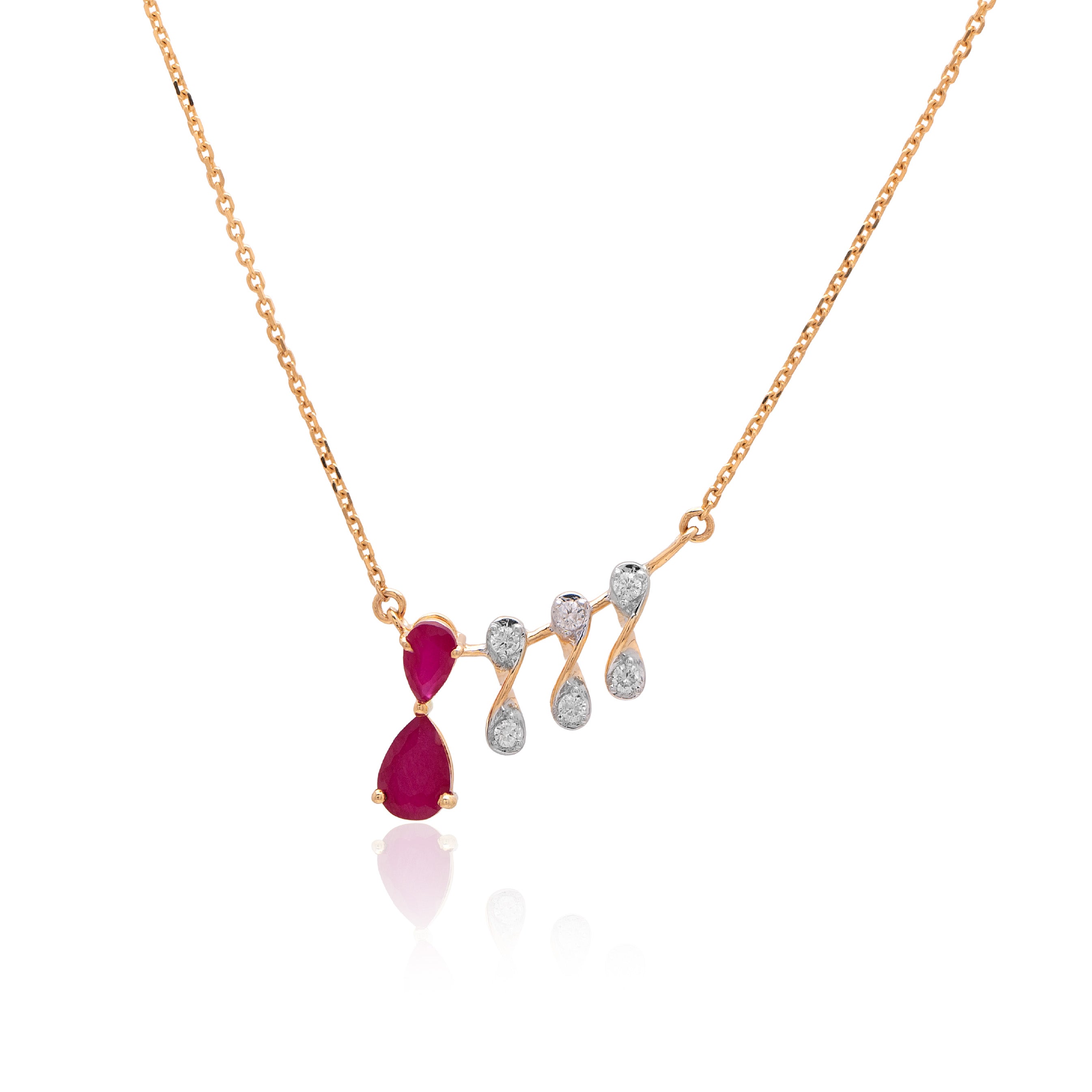 Crimson Leaf Diamond Mangalsutra – studio view 2