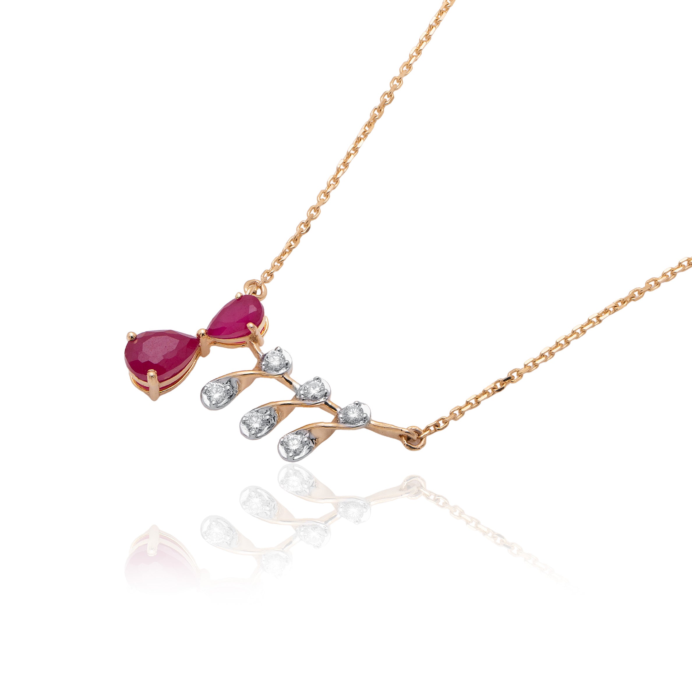 Crimson Leaf Diamond Mangalsutra – front studio view