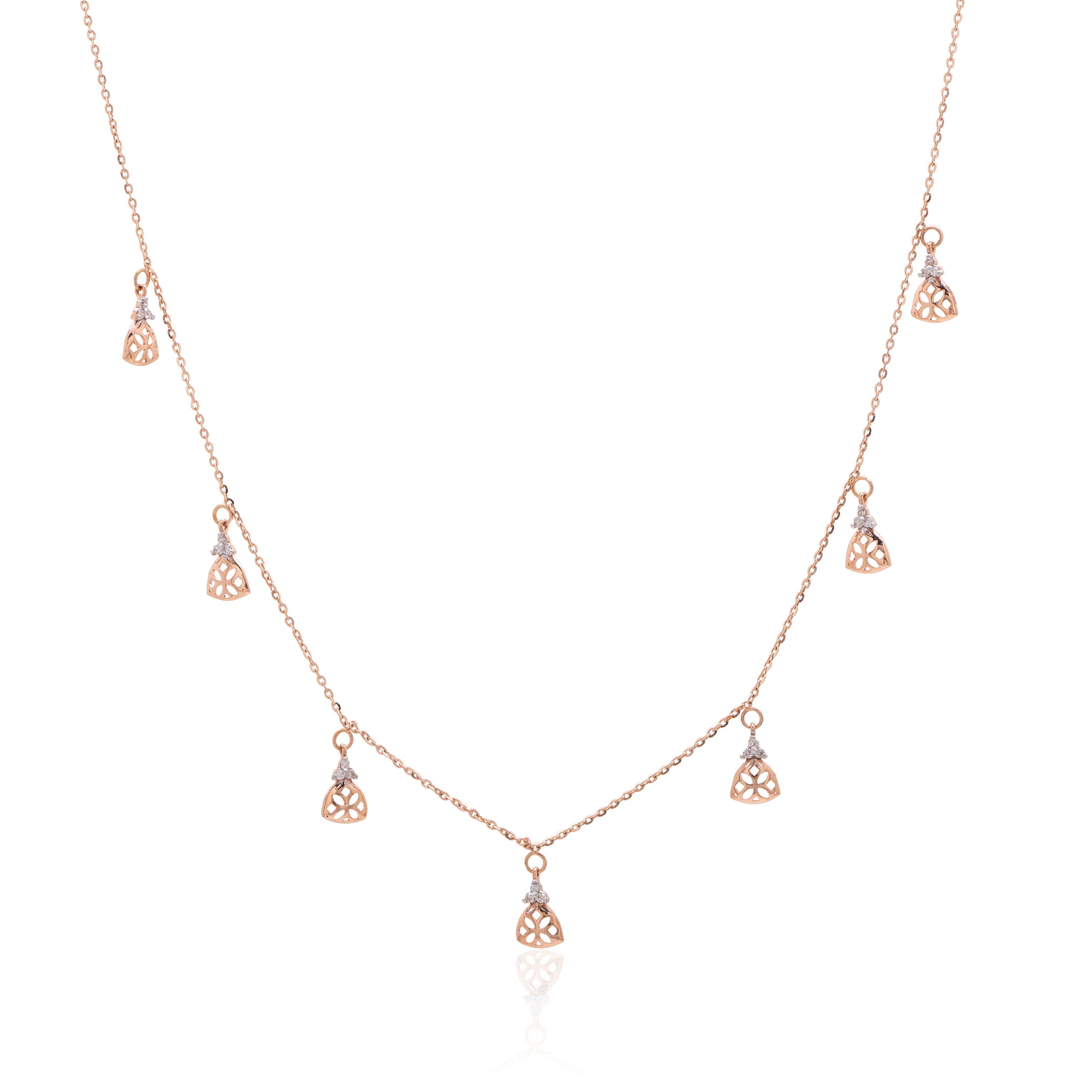 Bellflower Drop Diamond Necklace – studio view 2