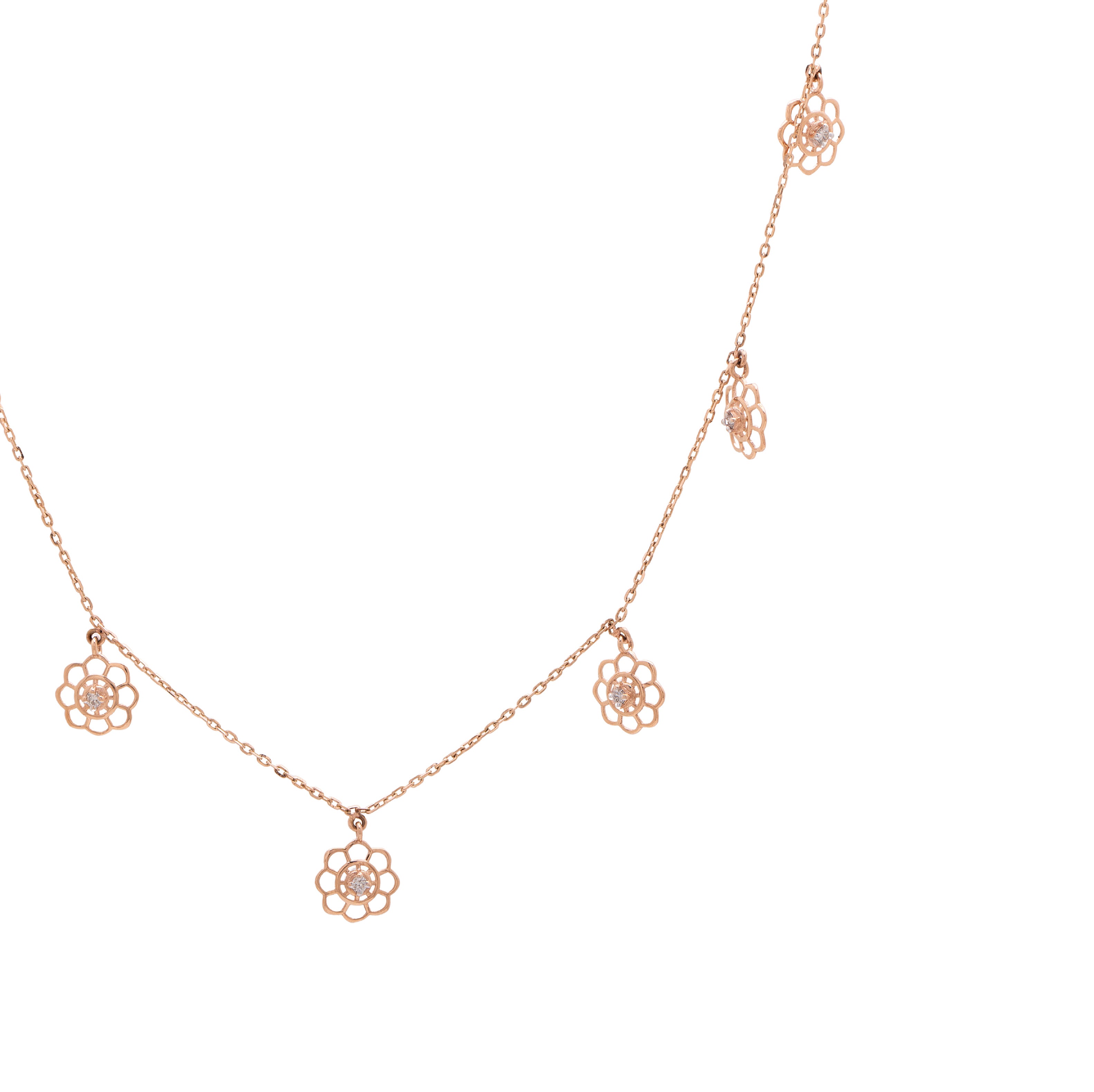 Triangle Cascade Diamond Necklace – alternate studio view