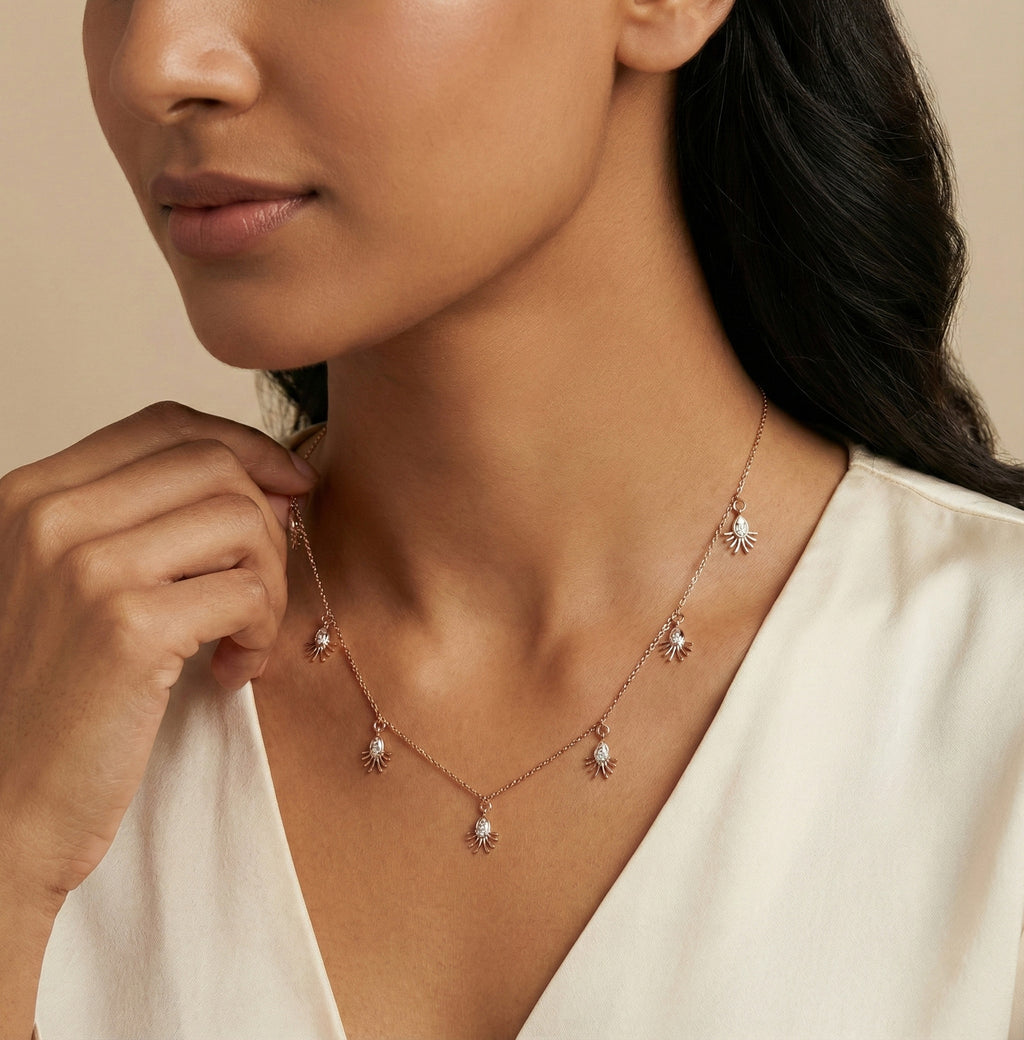 Celestial Orbit Diamond Necklace – studio view 3