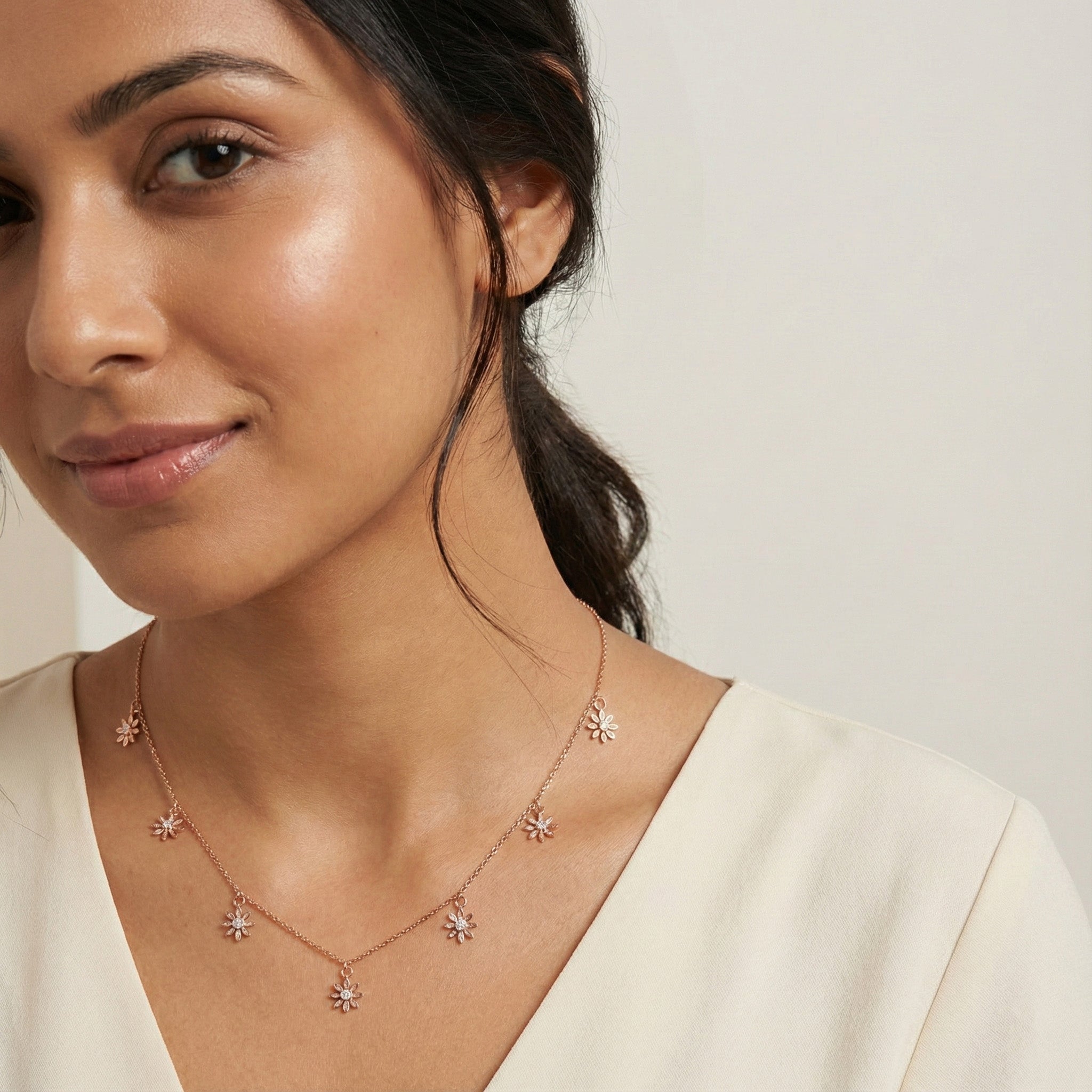 Daisy Trail Diamond Necklace – studio view 3