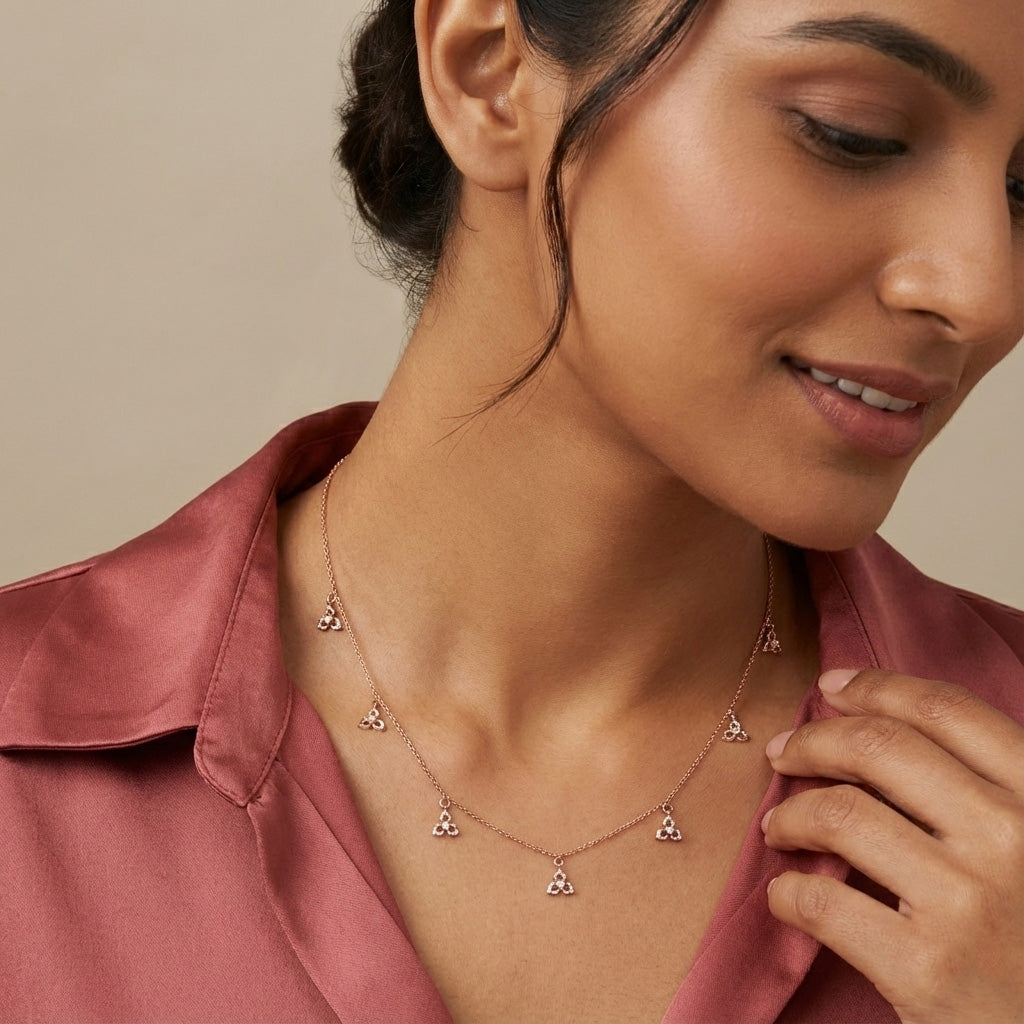 Clover Drop Diamond Necklace – studio view 3