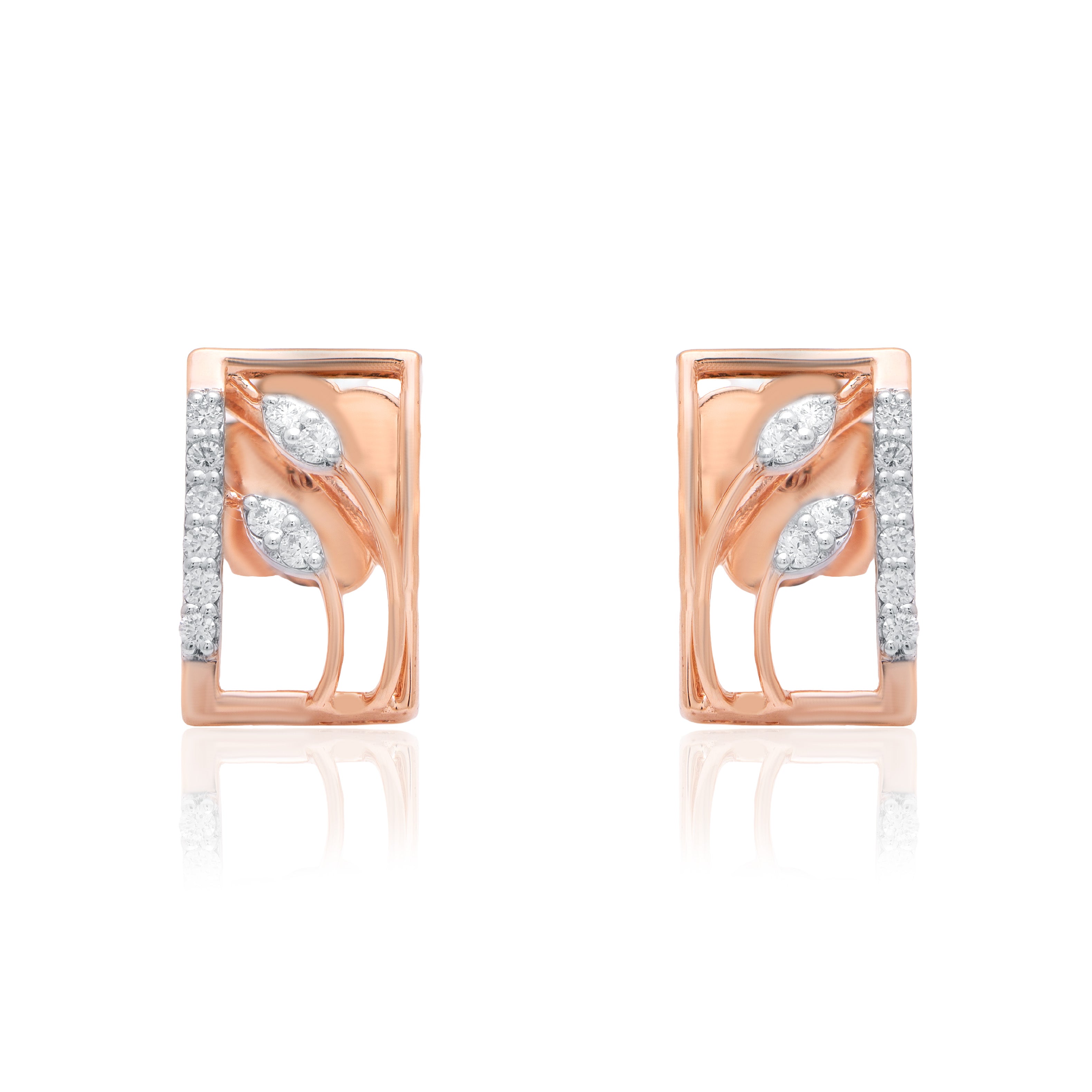 Regal Frame Diamond Earrings – alternate studio view