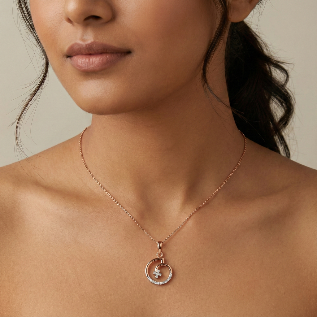 Celestial Orbit Diamond Pendant – studio view 3