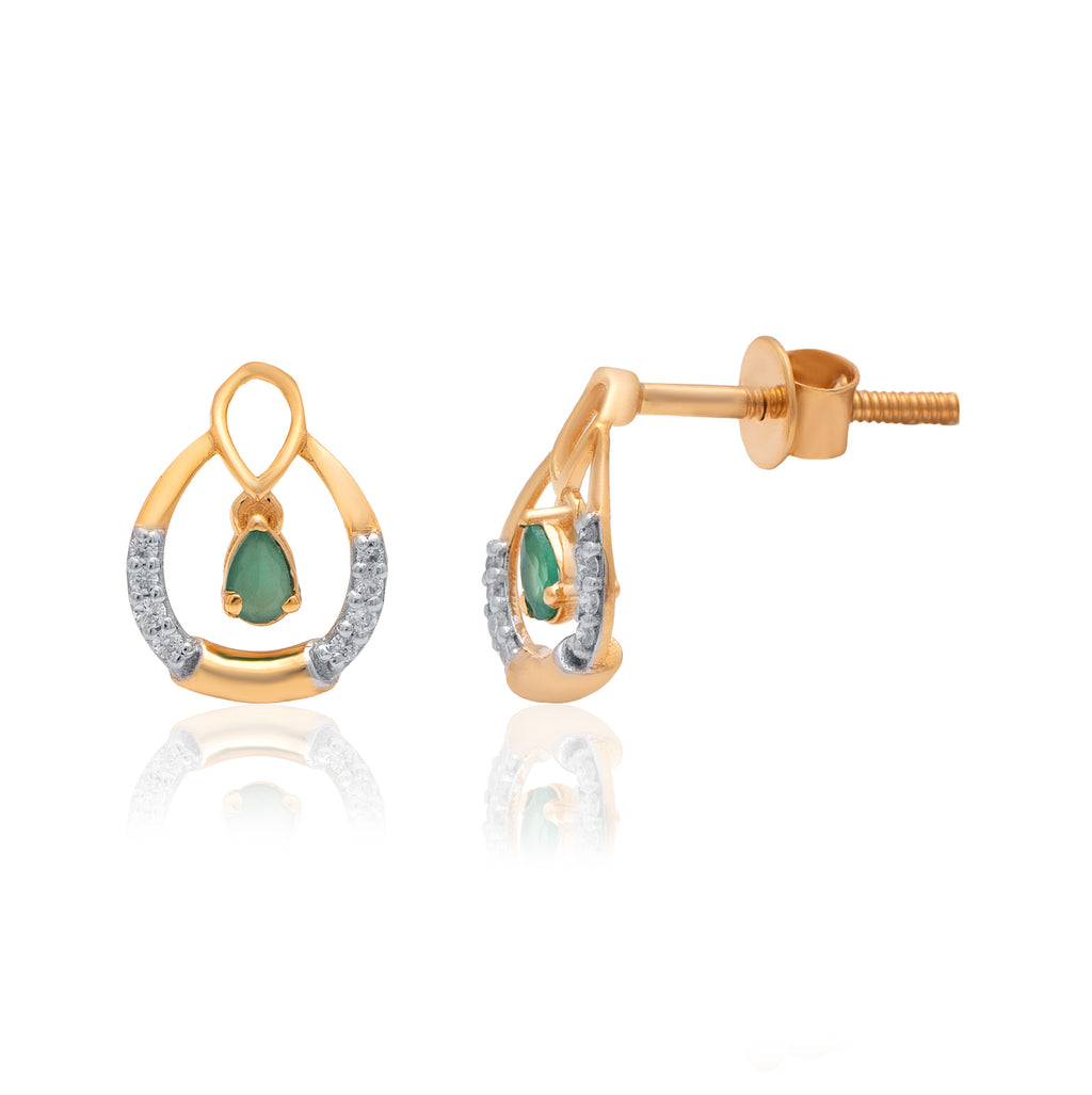 Verdant Dewdrop Diamond Earrings – alternate studio view