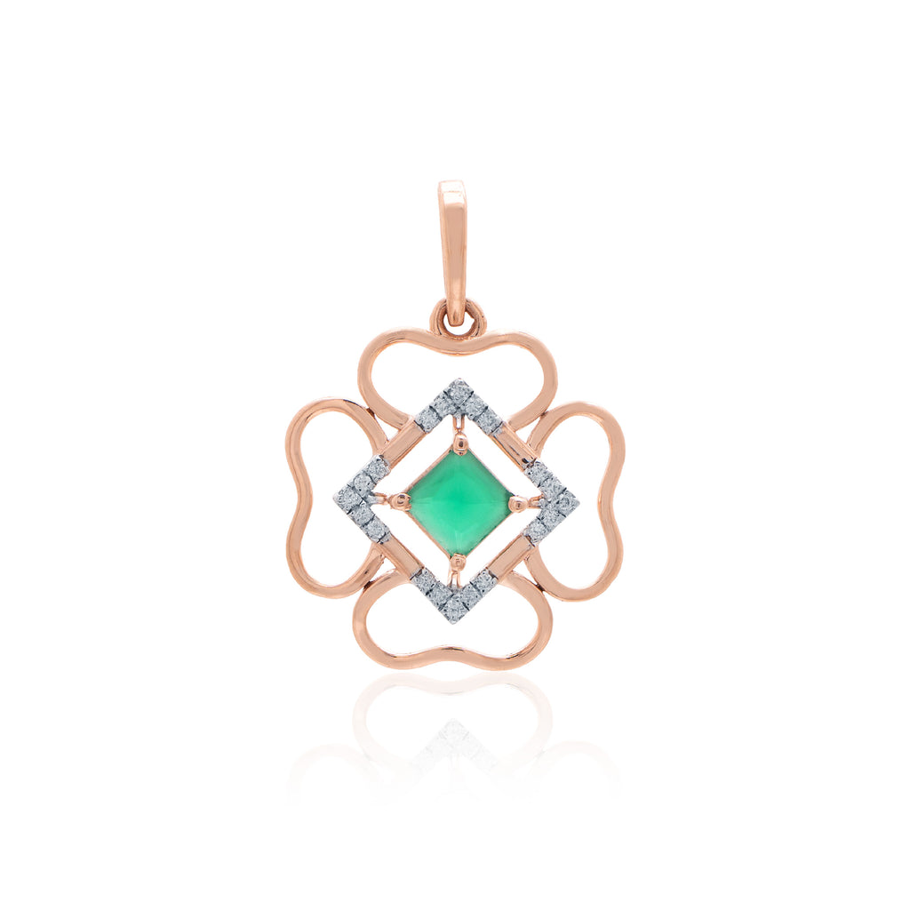 Clover Geometry Diamond Pendant – front studio view