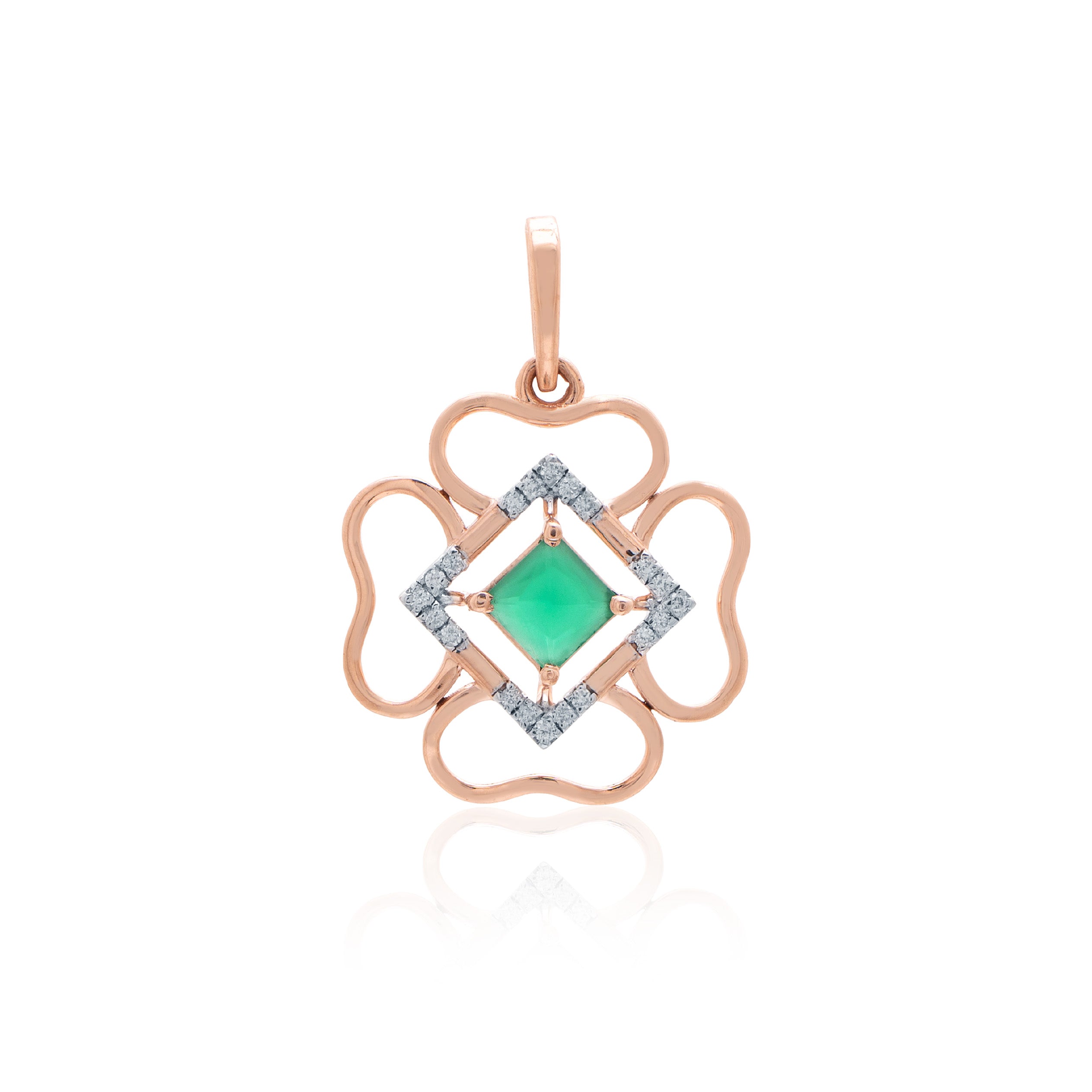 Clover Geometry Diamond Pendant – front studio view