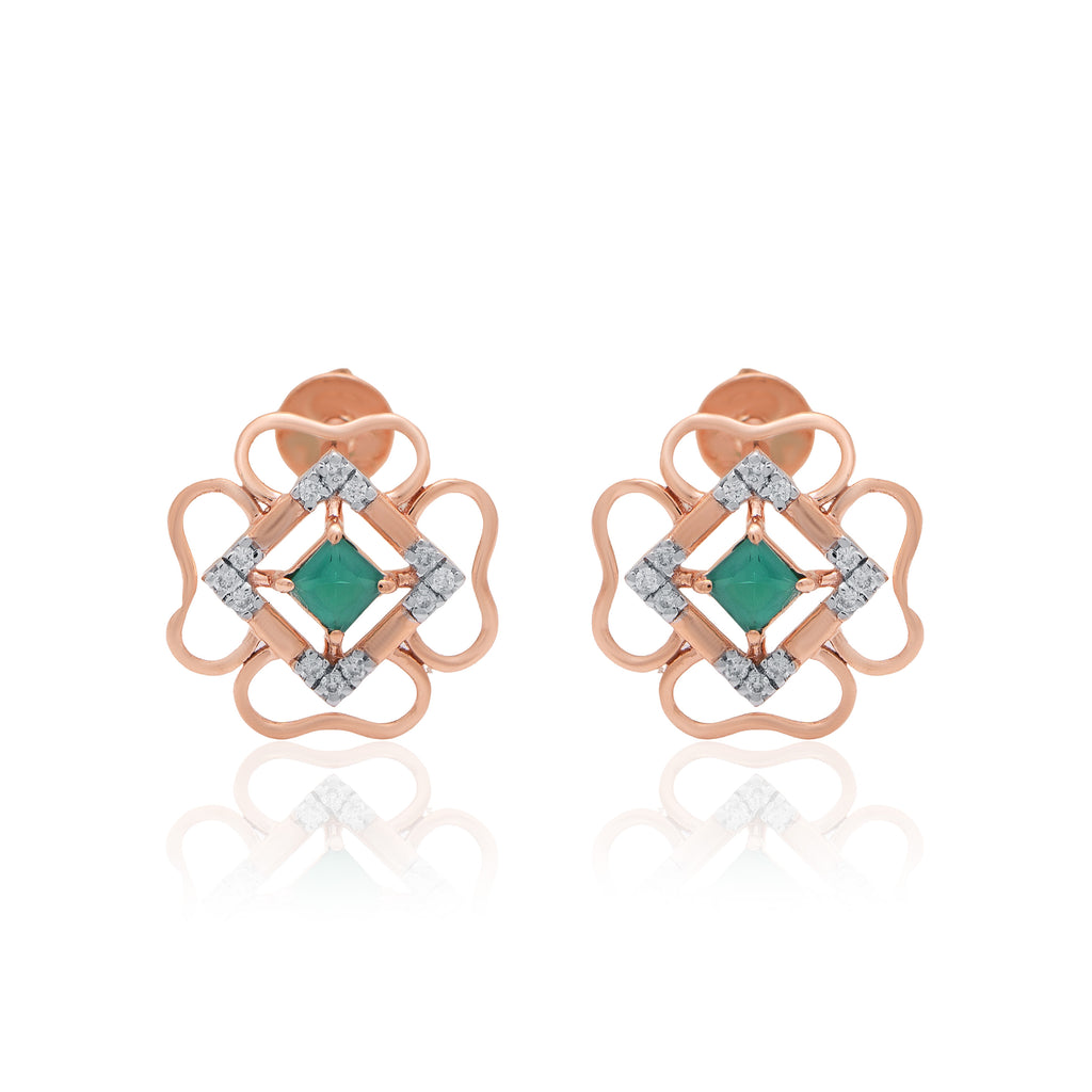 Clover Rosette Diamond Earrings – front studio view