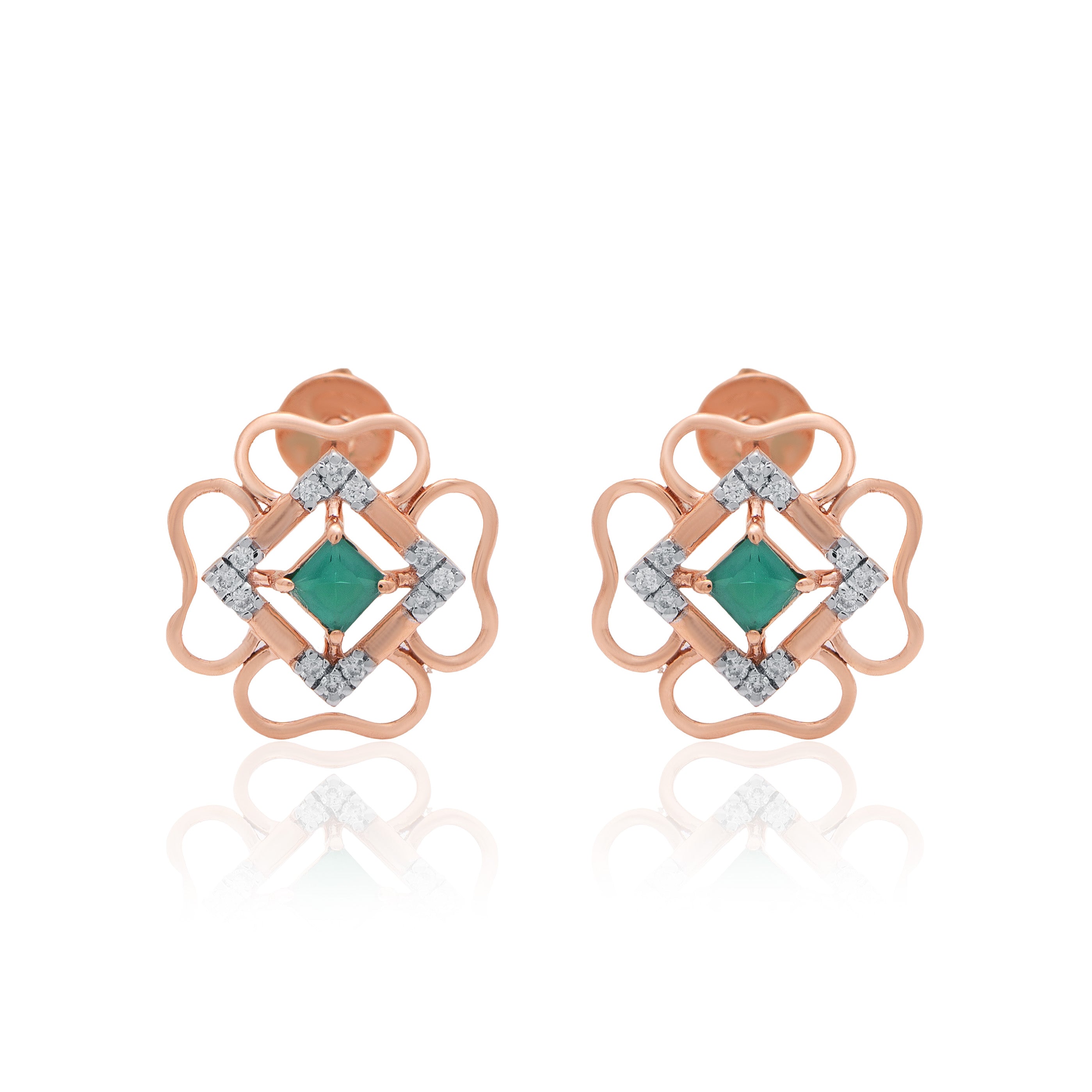 Clover Rosette Diamond Earrings – front studio view