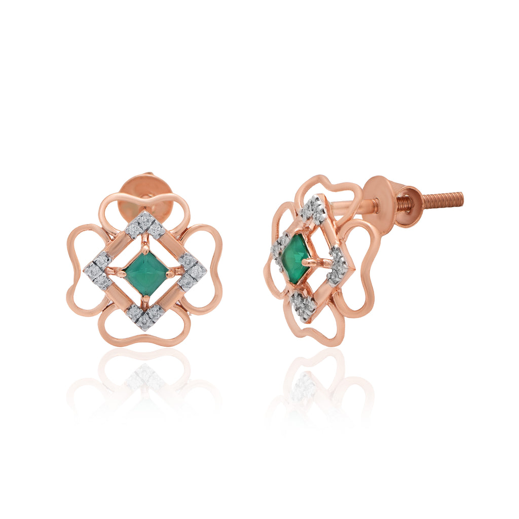 Clover Rosette Diamond Earrings – alternate studio view