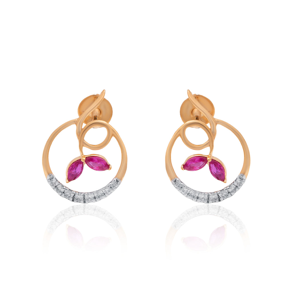 Roseate Leaf Diamond Earrings – front studio view