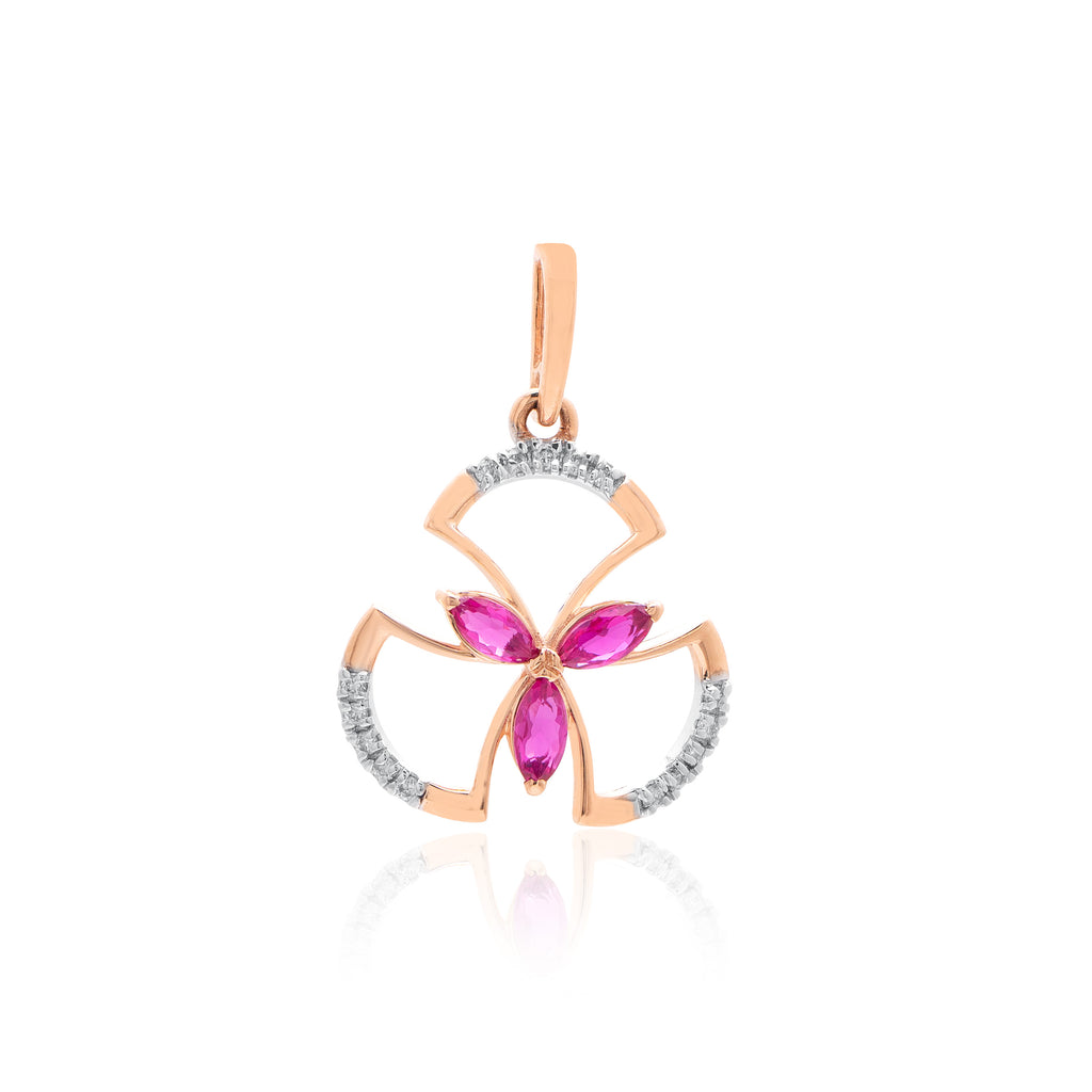 Crimson Butterfly Arc Diamond Pendant – studio view 1