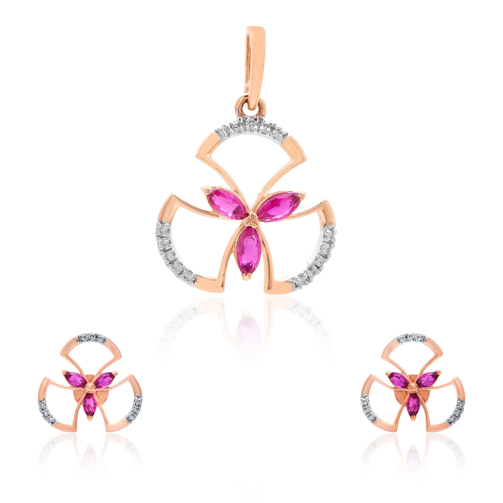Crimson Butterfly Arc Diamond Pendant – studio view 2