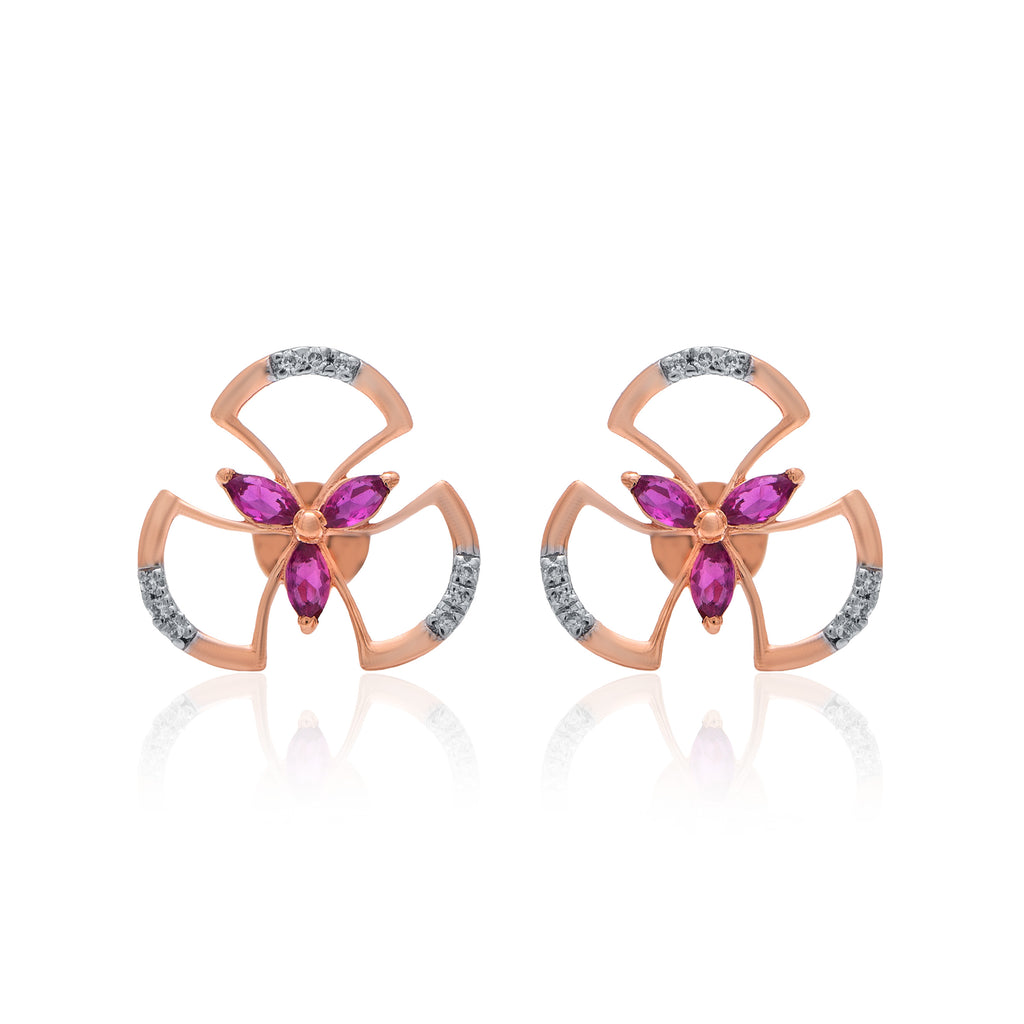 Butterfly Mosaic Diamond Earrings – front studio view