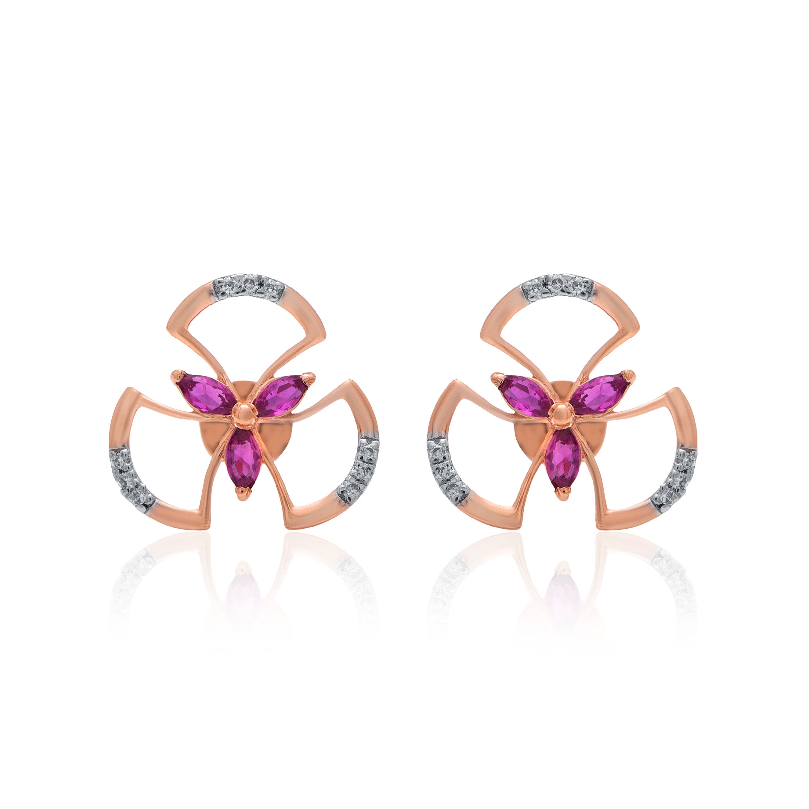 Butterfly Mosaic Diamond Earrings – front studio view