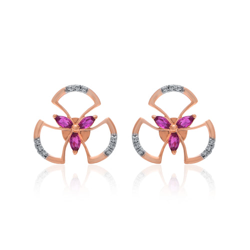 Butterfly Mosaic Diamond Earrings – front studio view