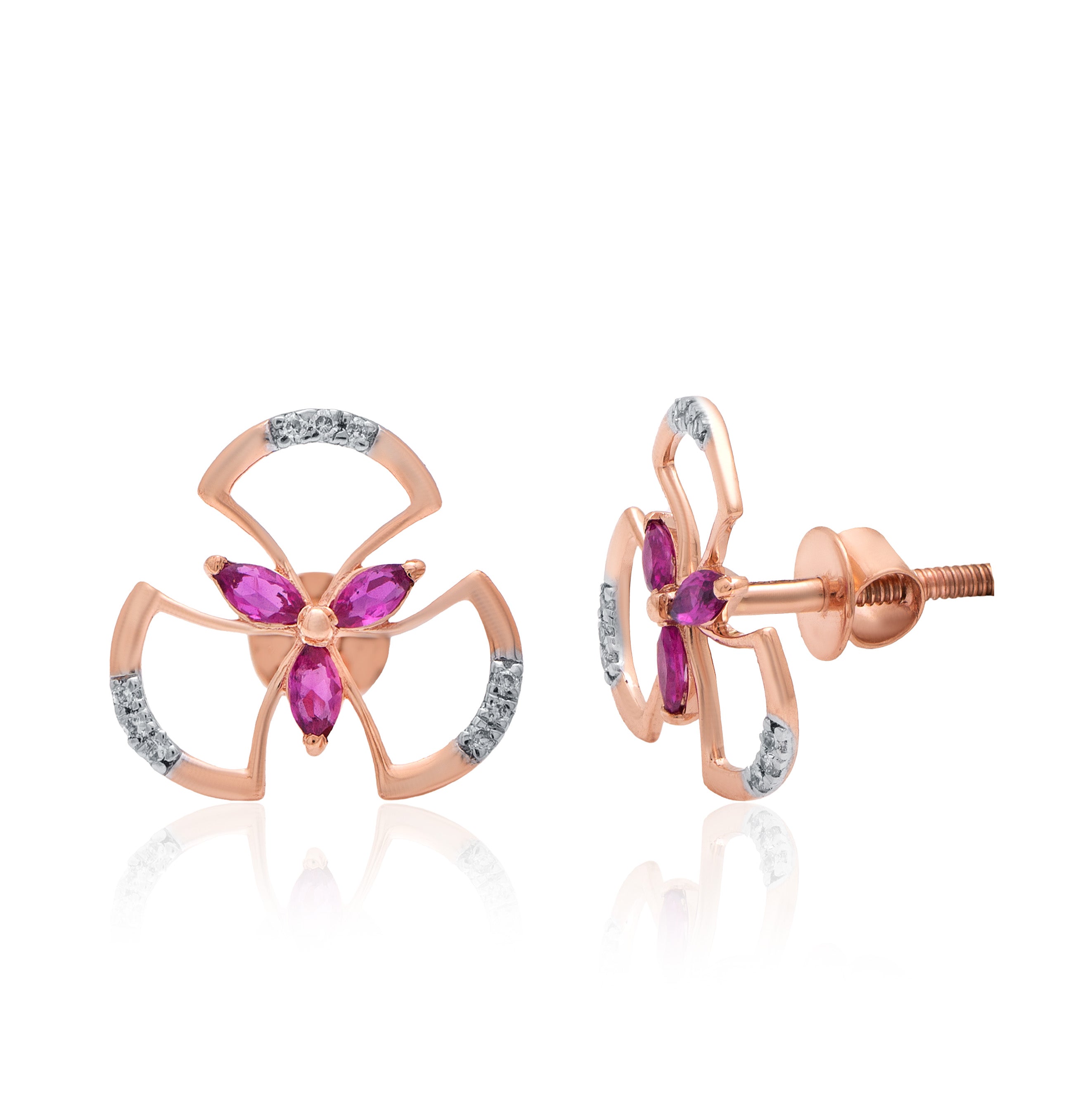 Butterfly Mosaic Diamond Earrings – alternate studio view