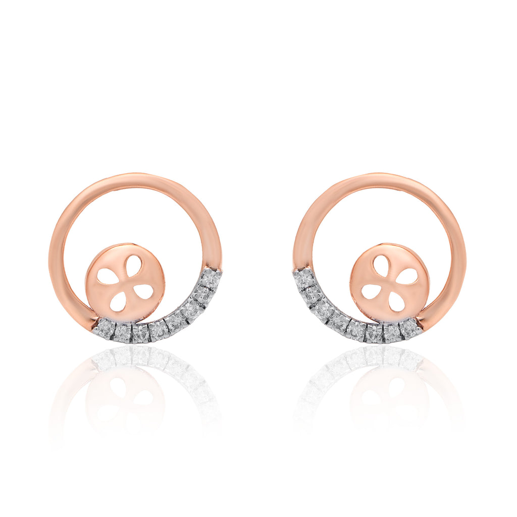 Classic Halo Disc Diamond Earrings – front studio view