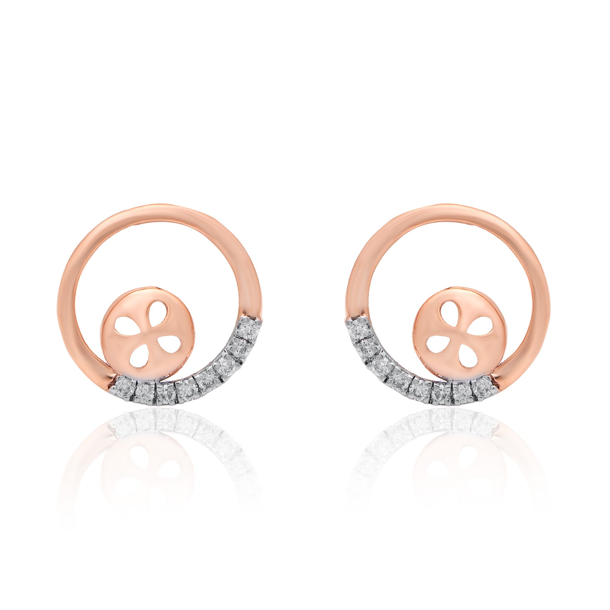 Classic Halo Disc Diamond Earrings – front studio view