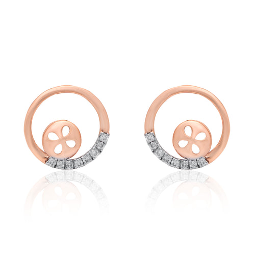 Classic Halo Disc Diamond Earrings – front studio view