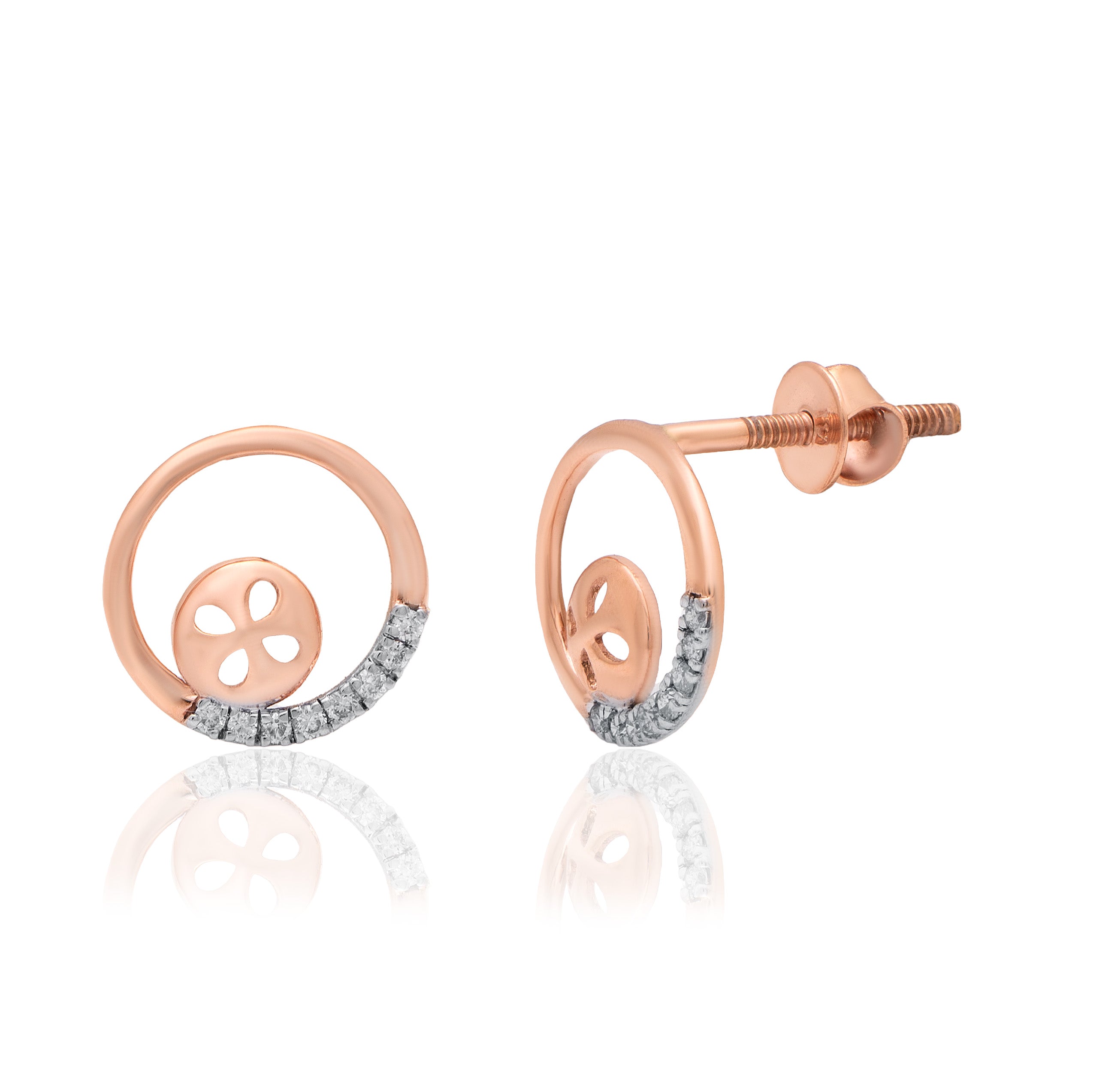 Classic Halo Disc Diamond Earrings – alternate studio view
