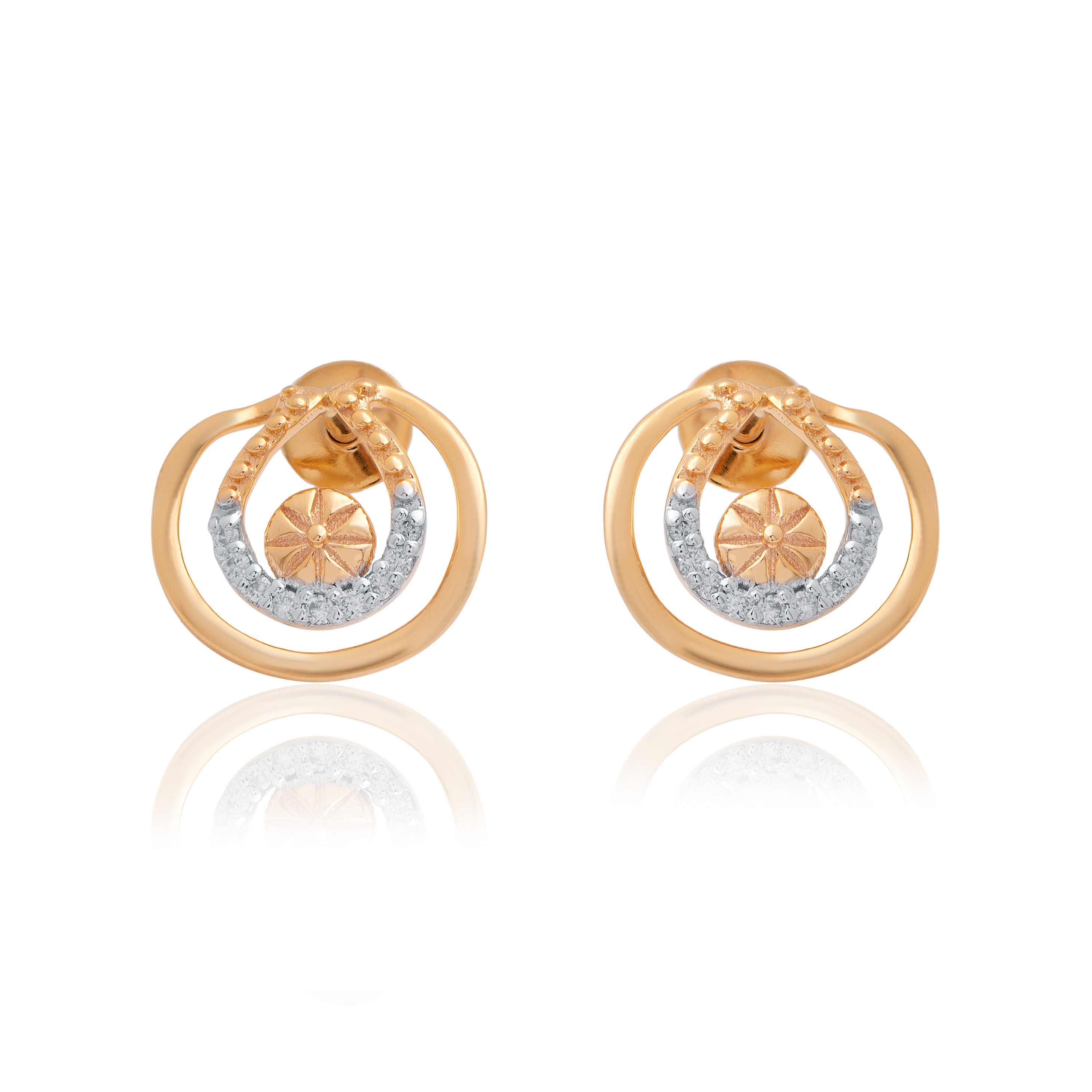 Luminous Crescent Diamond Earrings – alternate studio view