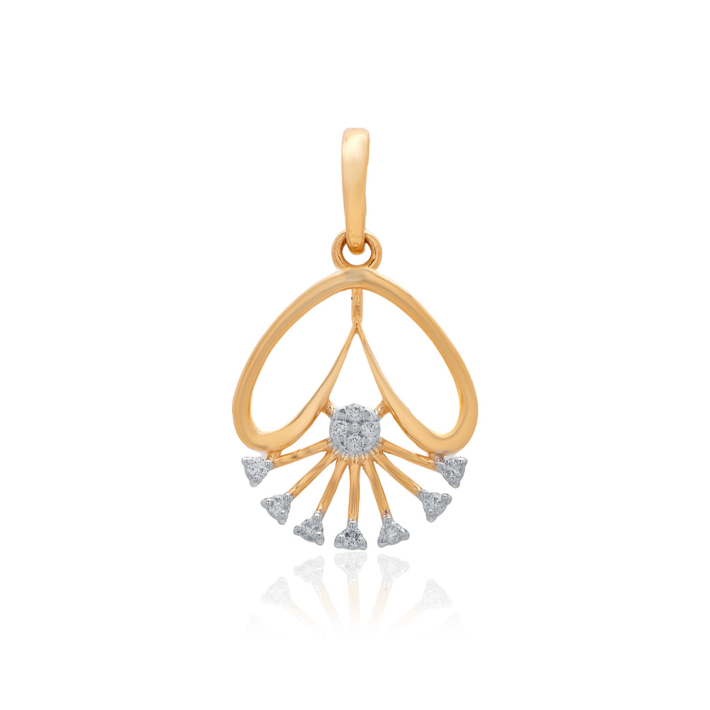 Sunray Fan Diamond Pendant – front studio view