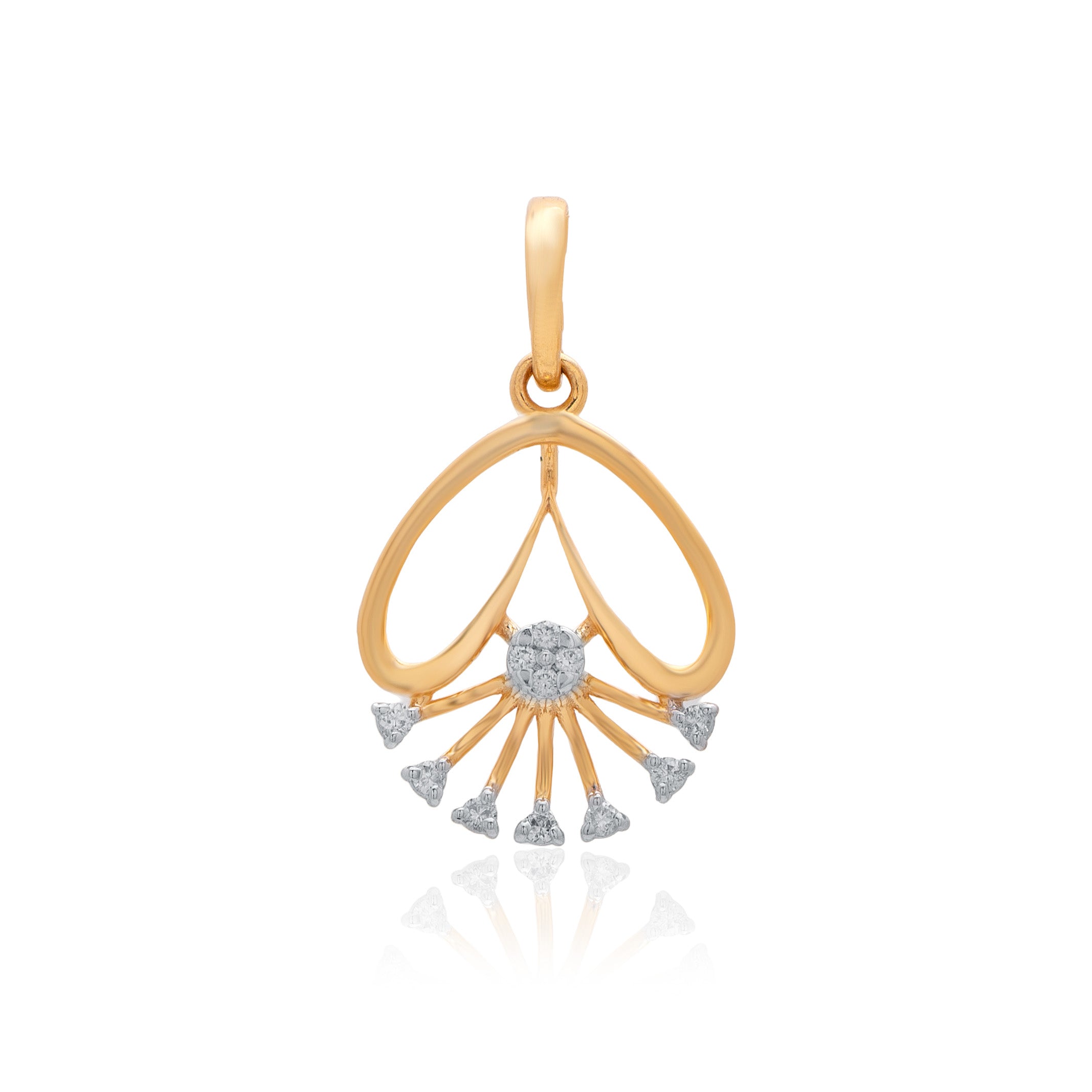 Sunray Fan Diamond Pendant – front studio view