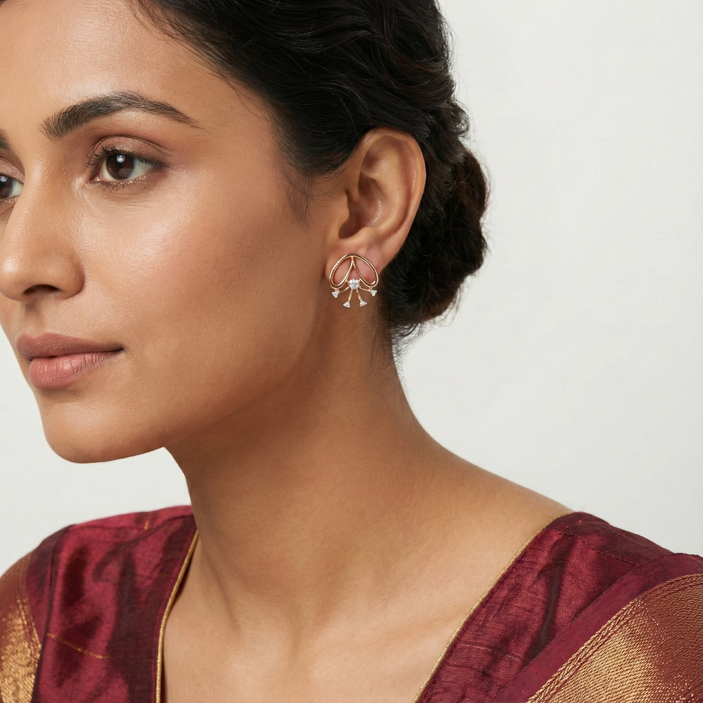 Celestial Trio Drop Diamond Earrings – studio view 3