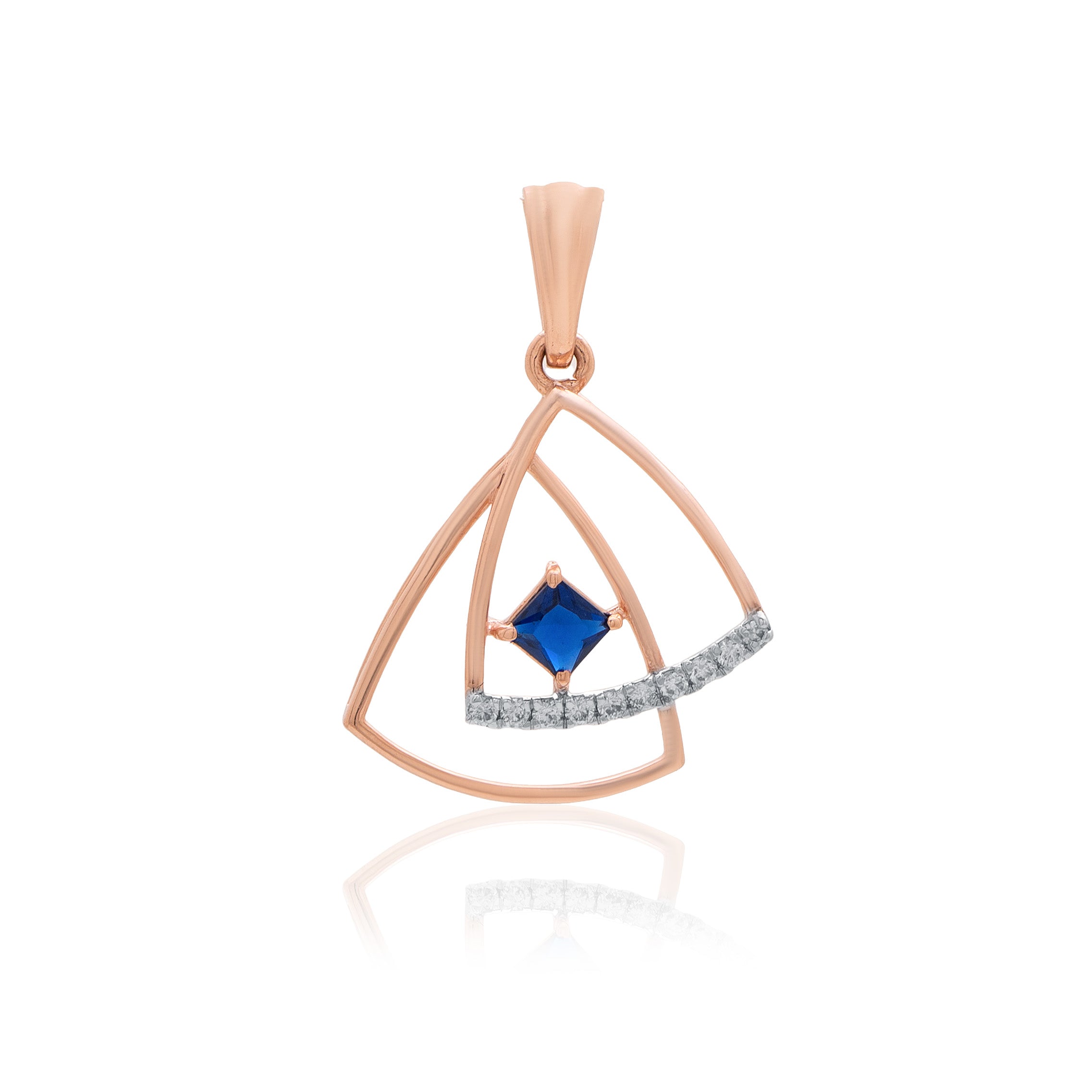 Midnight Triangle Arc Diamond Pendant – front studio view