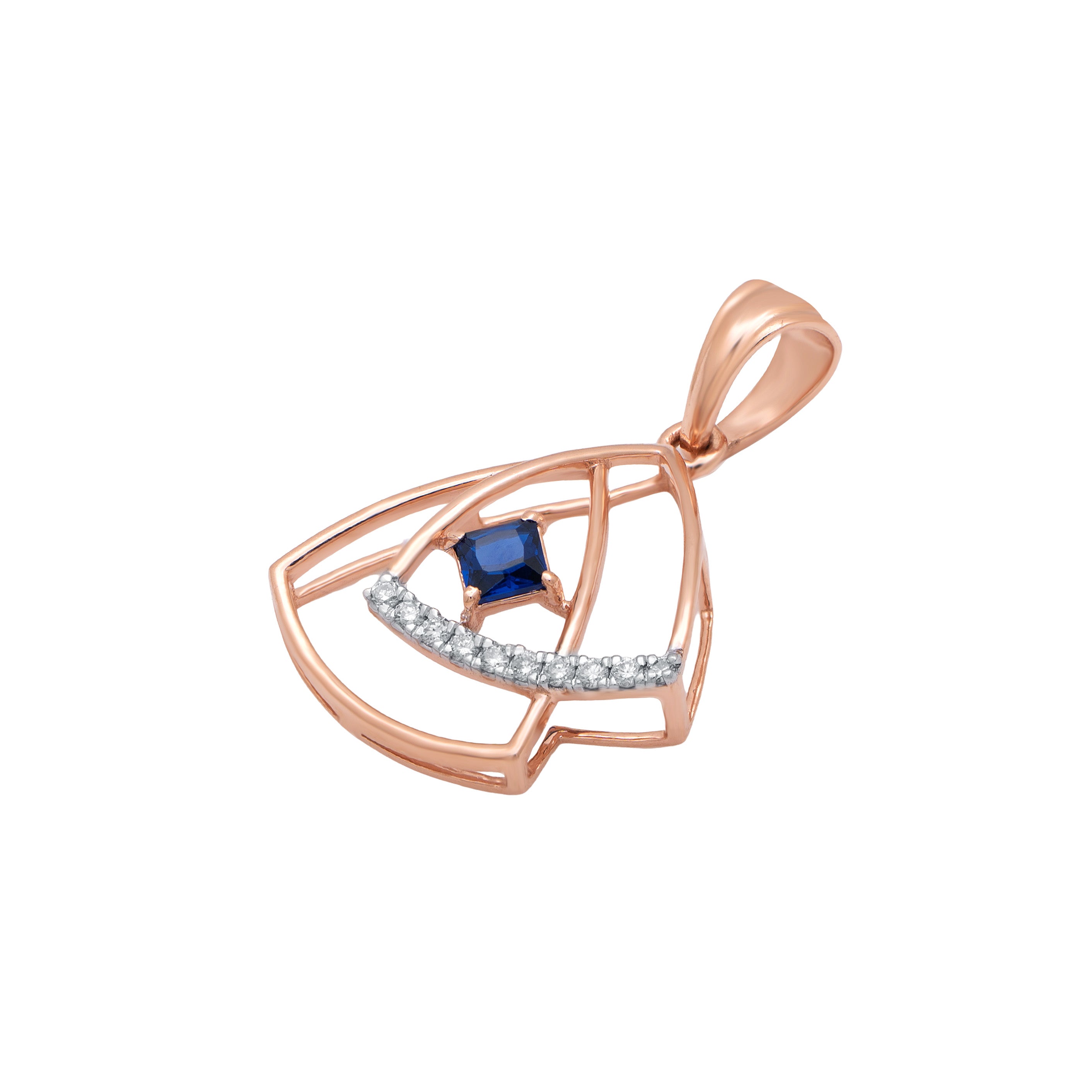 Midnight Triangle Arc Diamond Pendant – alternate studio view